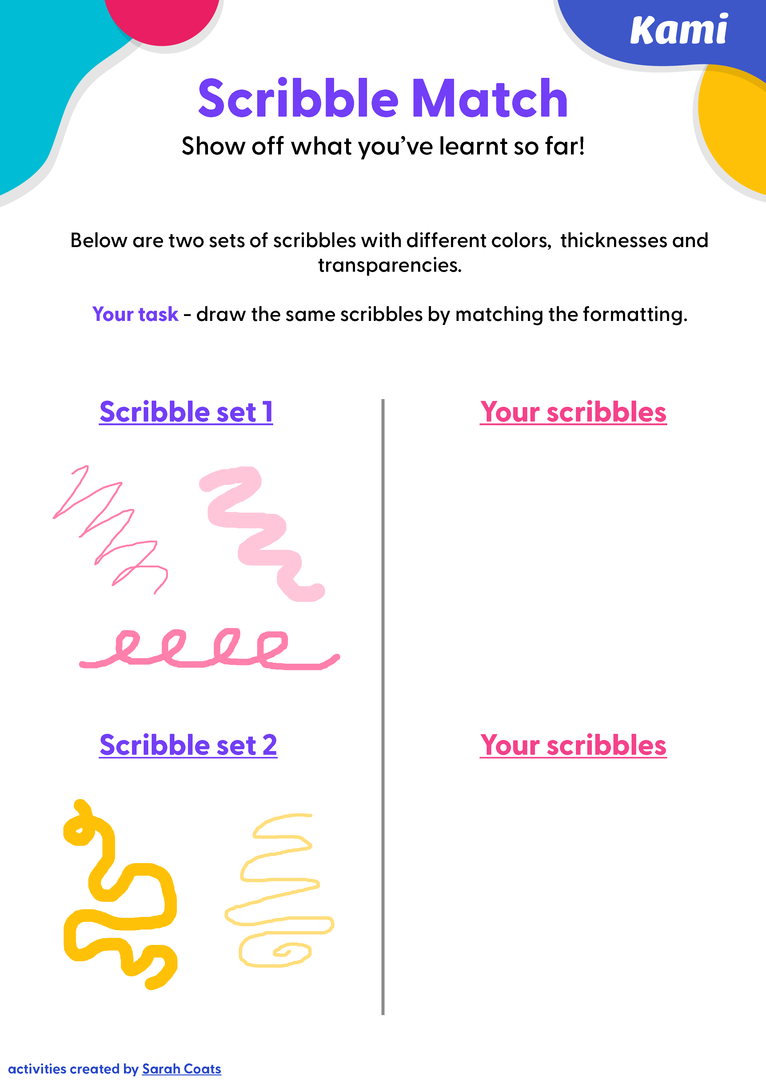 A Scribble Match for kids with a fun game