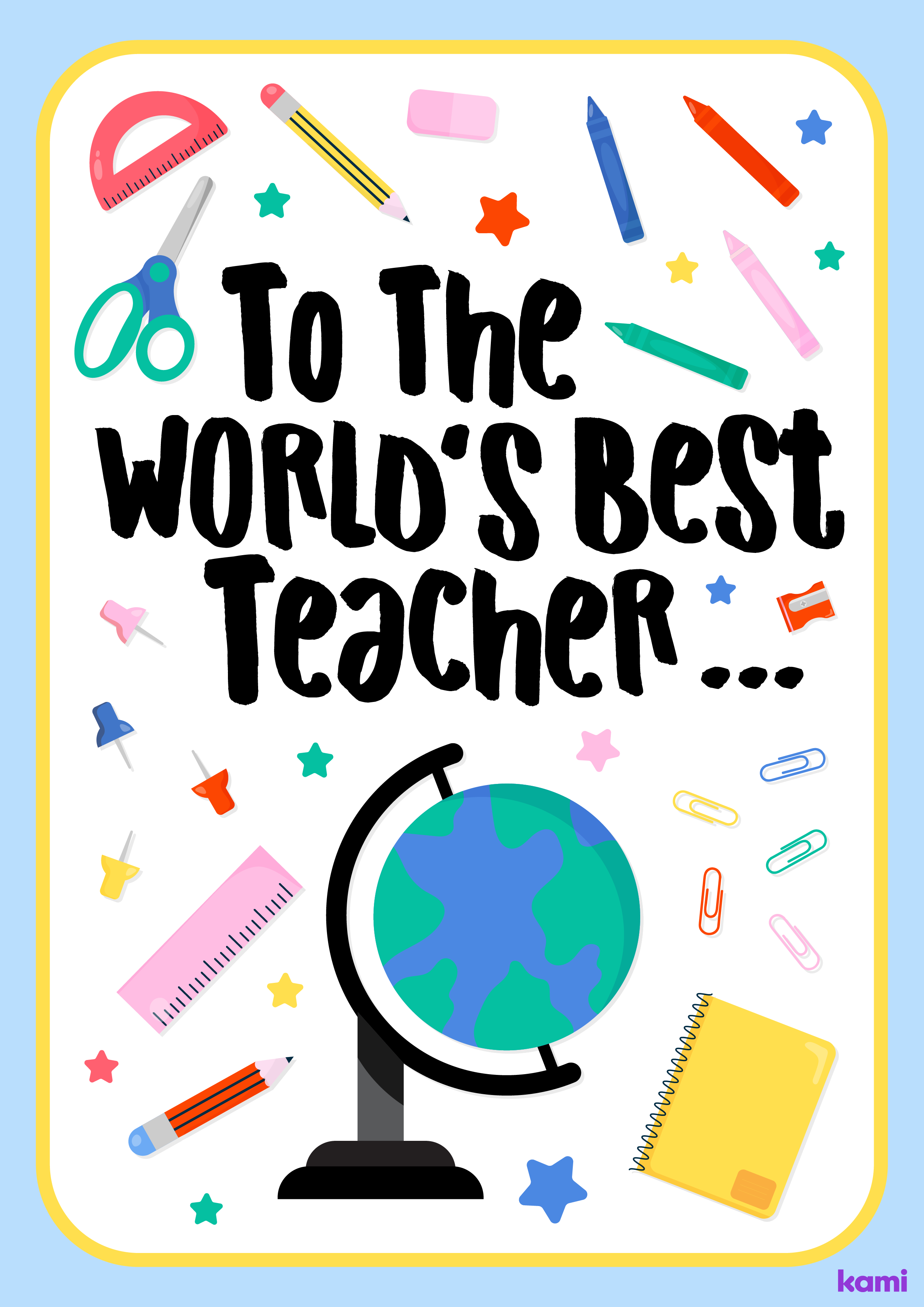 A Greeting Card for World Teachers Day with a Colorful Theme