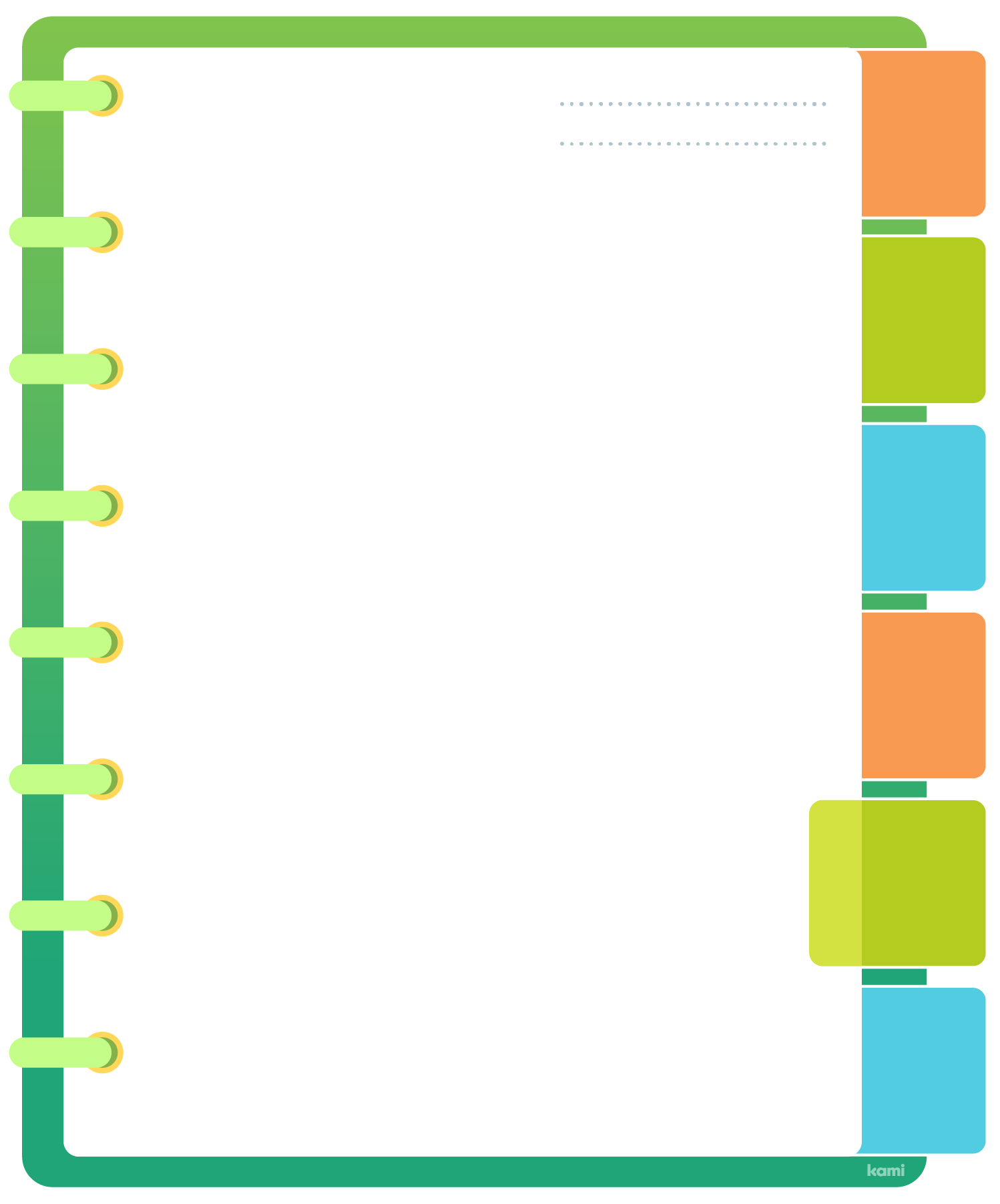 A digital notebook for students with a green design.