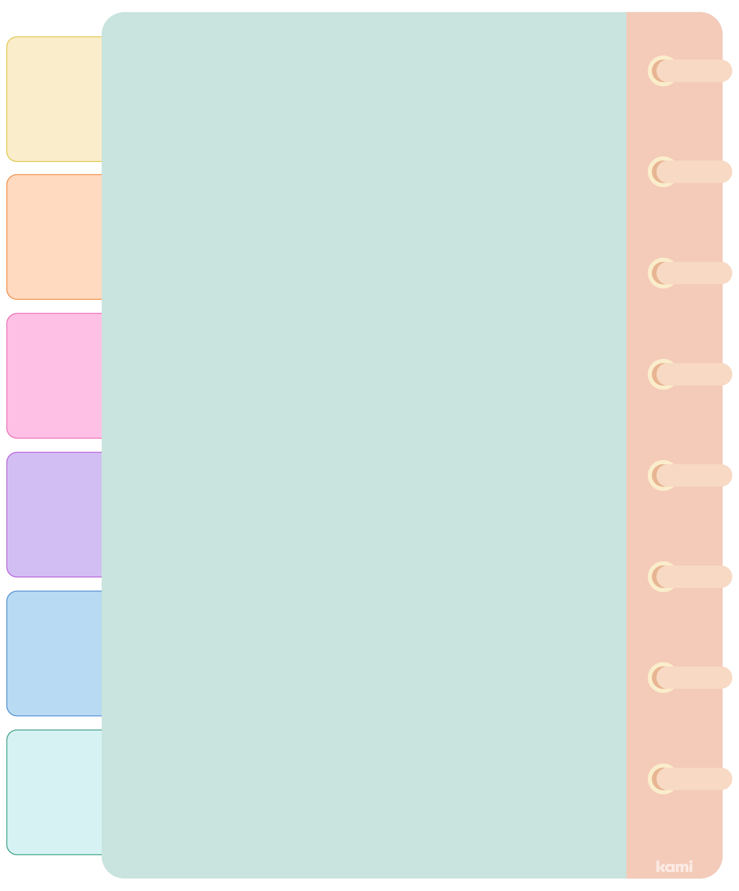 A digital notebook for students with a pastel grid design.