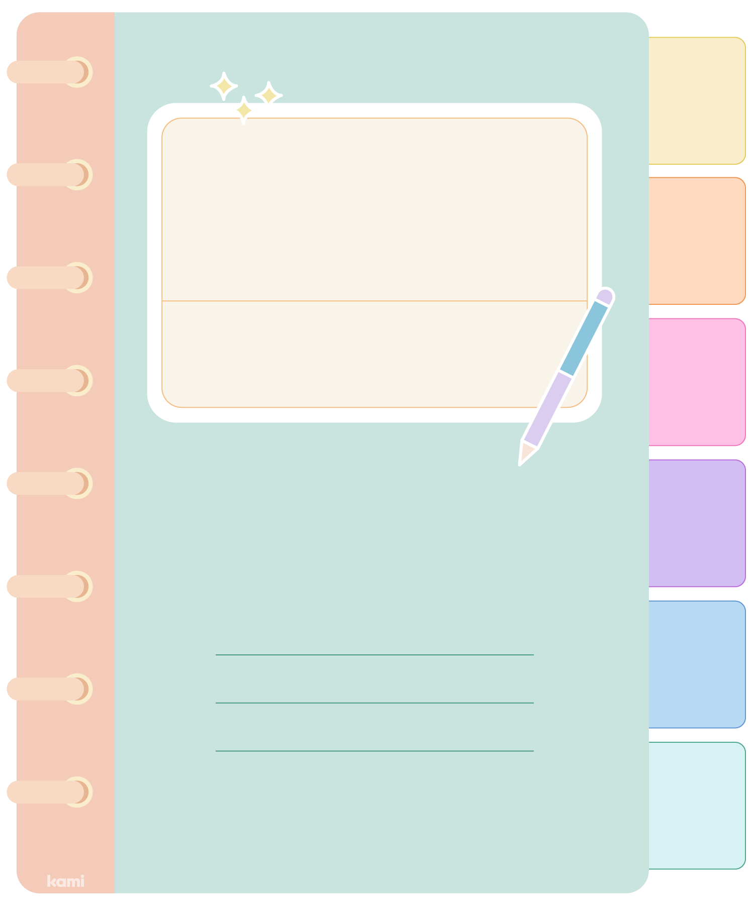 A digital notebook for students with a pastel grid design.