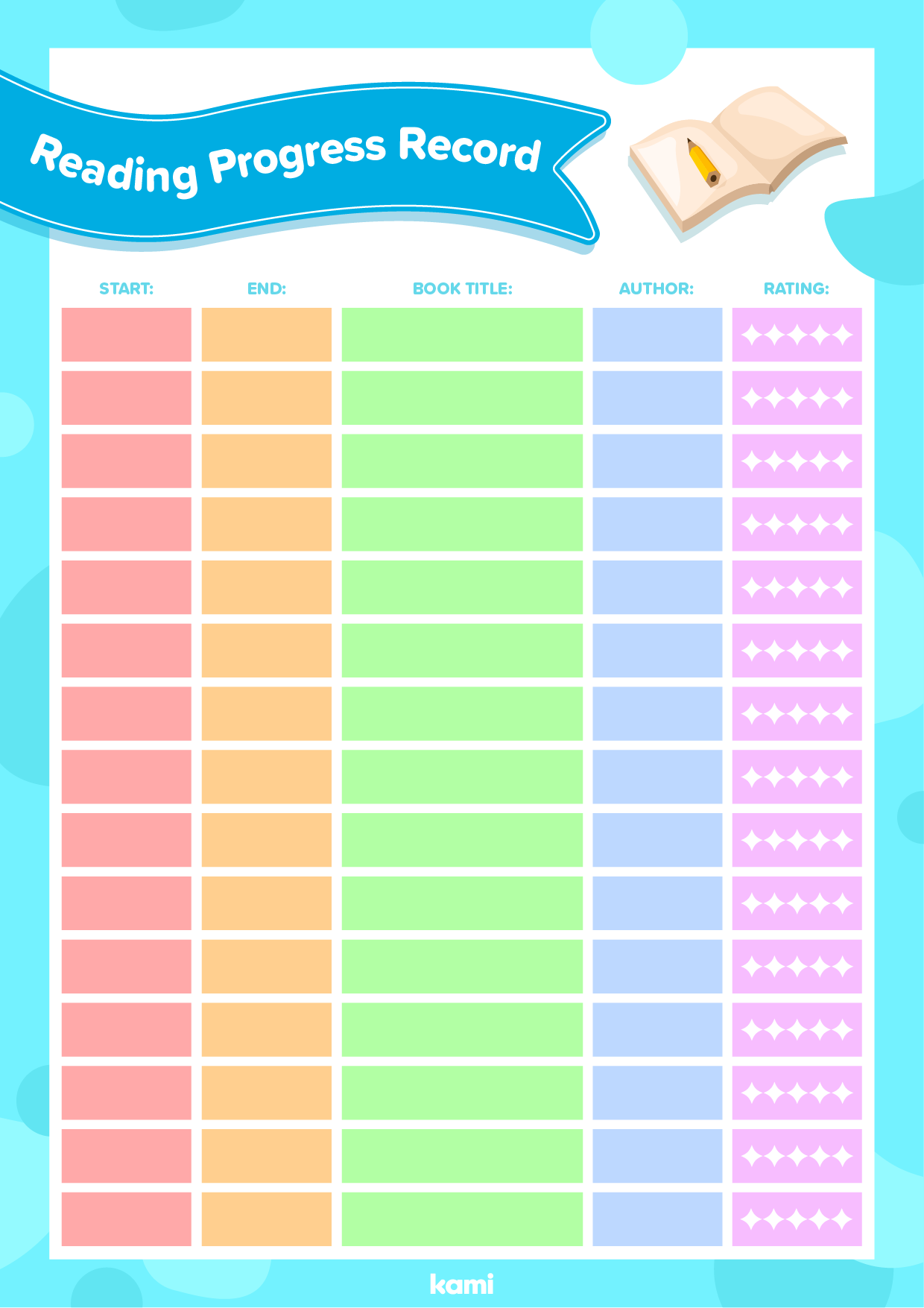 reading chart template