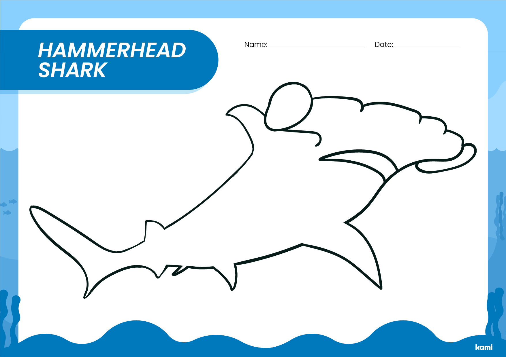 Hammerhead Shark Outline Template for Teachers Perfect for grades 1st