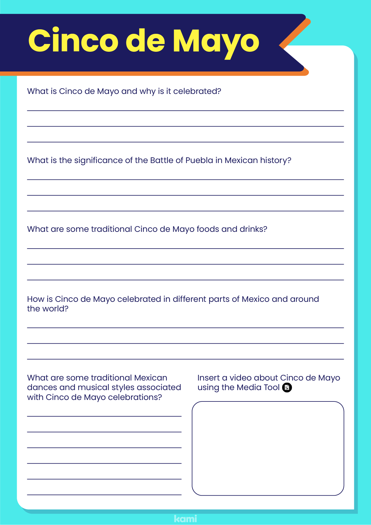 Cinco De Mayo Research Worksheet Blue For Teachers Perfect For Grades 10th 11th 12th 5th 7101