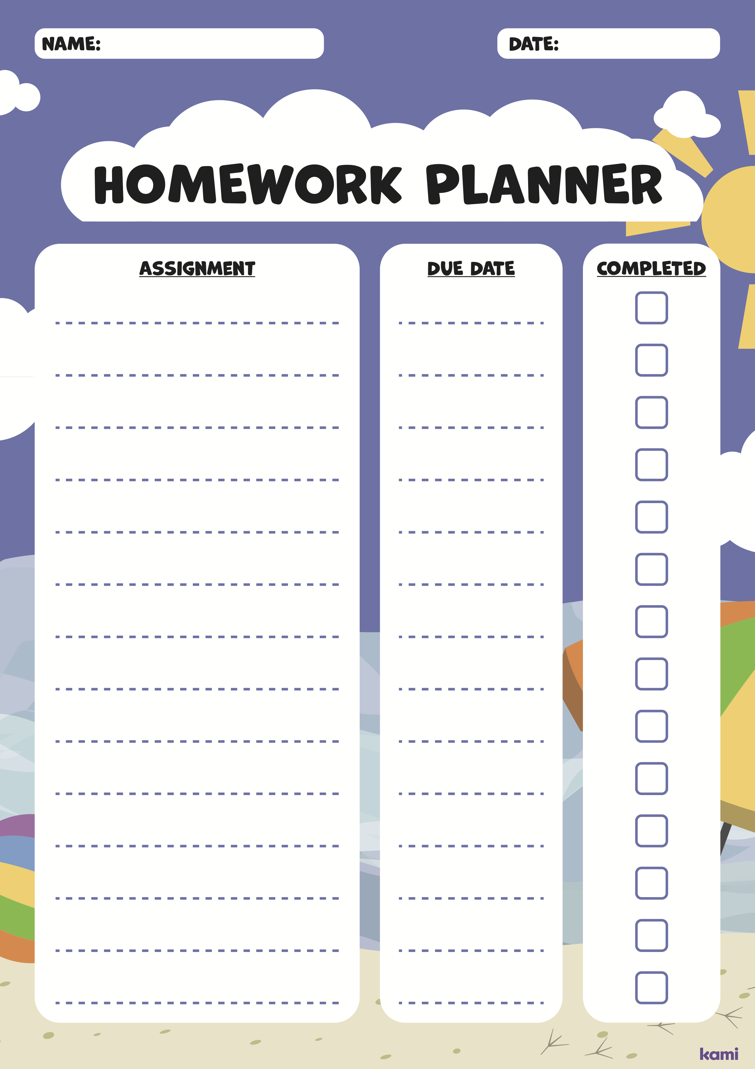 Free Printable: Homework Planner