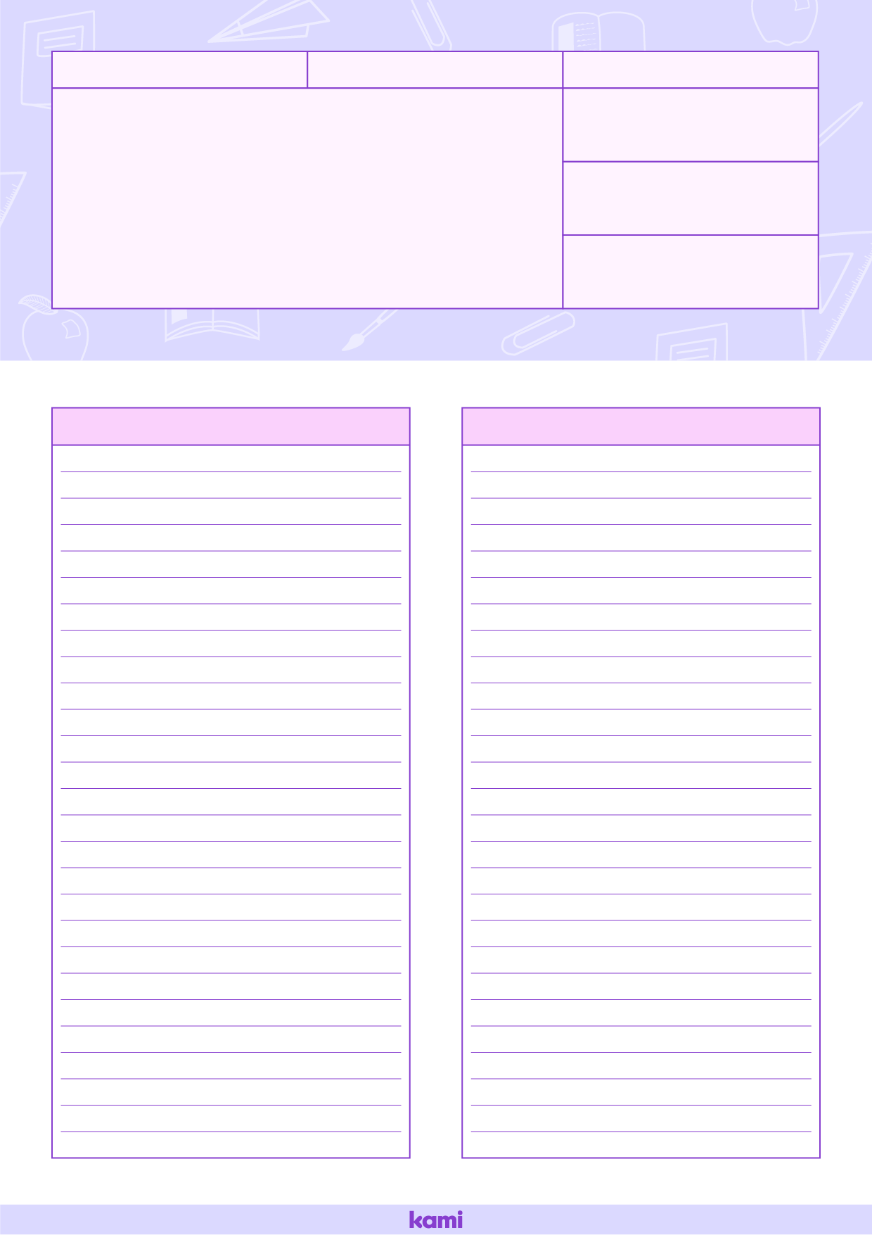 Conference Notes Purple Blank For Teachers Perfect For Grades 10th