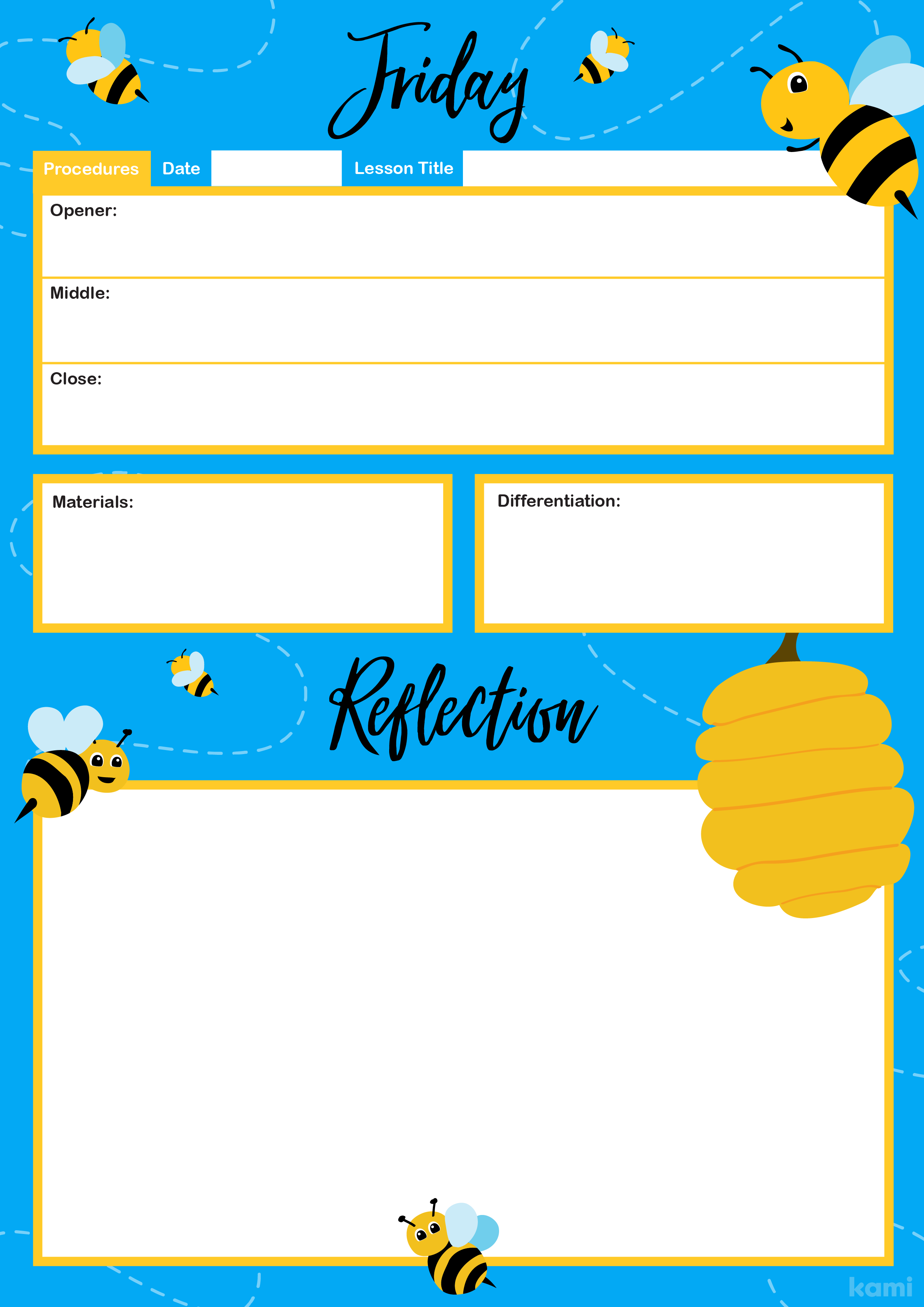 A Weekly Overview Lesson Plan for Teachers with a Busy Bee Theme