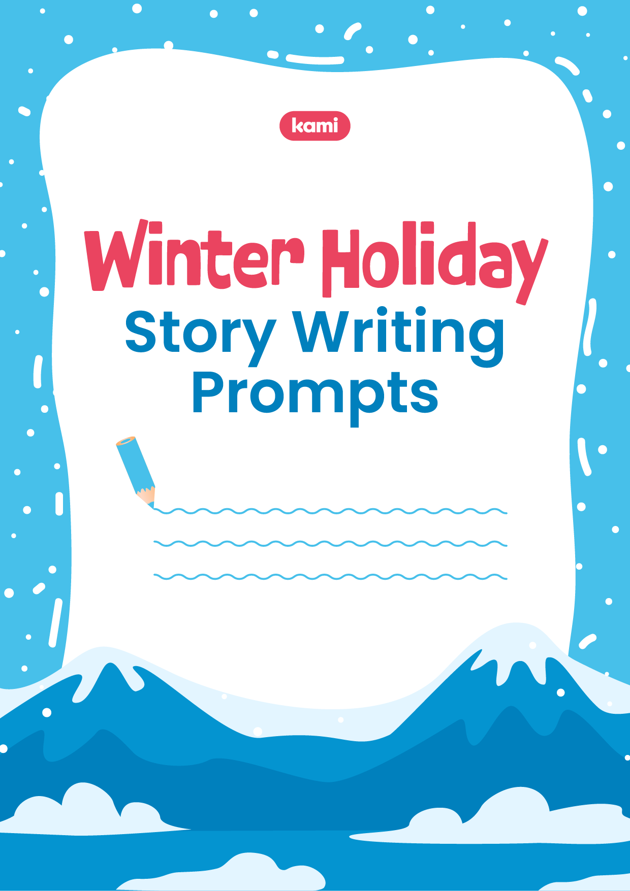 A writing prompts pack for winter with a winter holiday design.