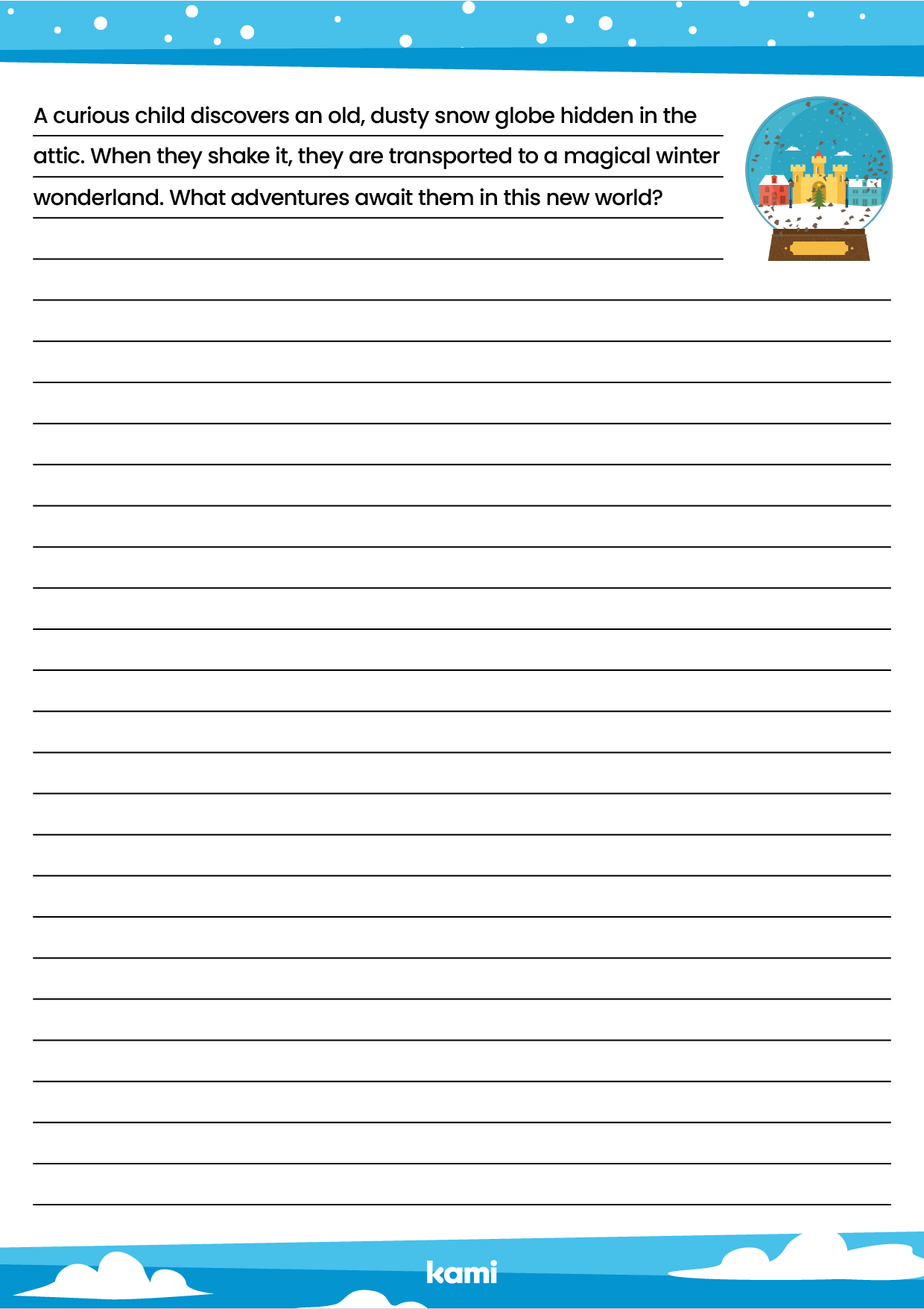 A winter holiday for writing worksheet with a fun design.