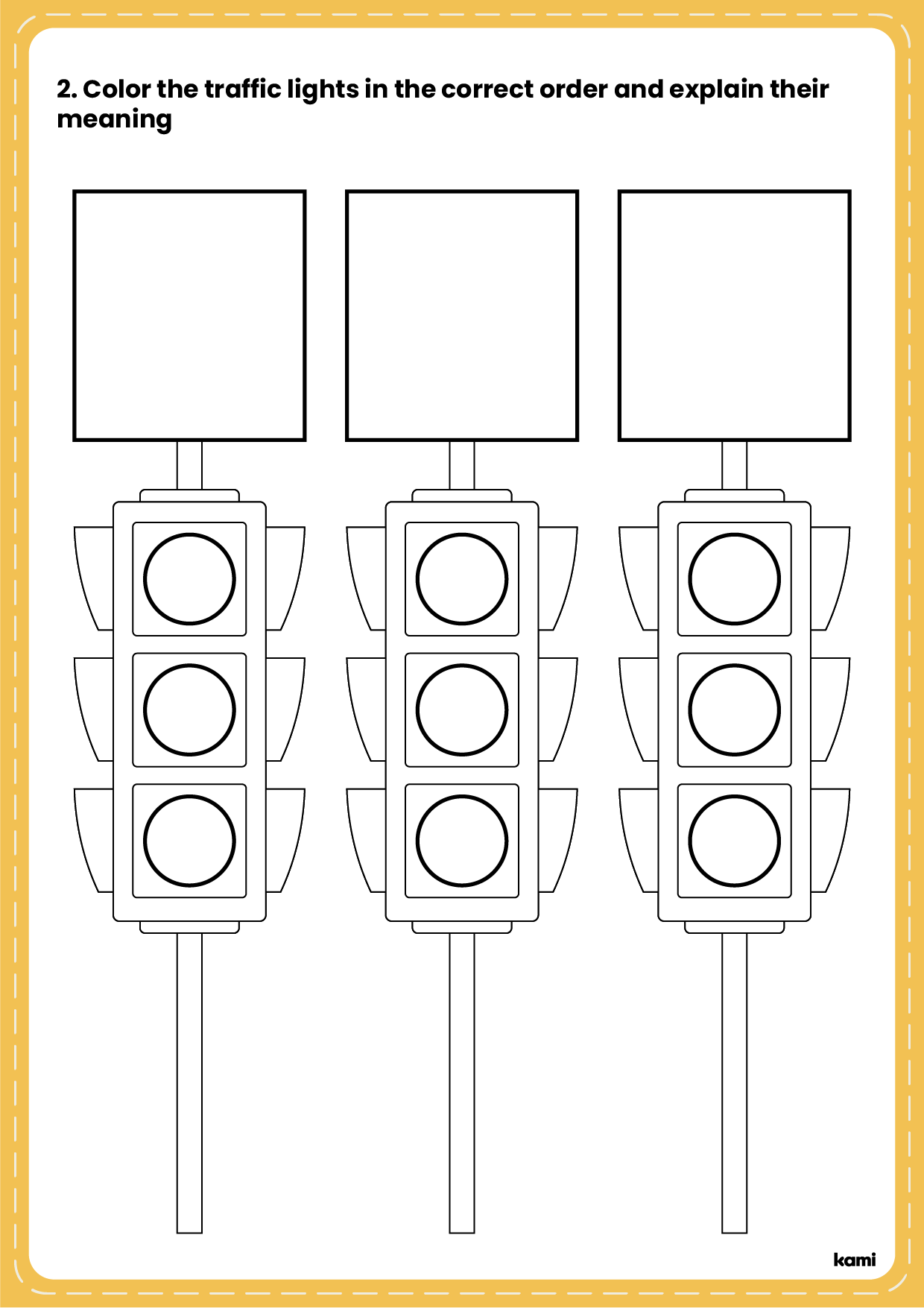 A worksheet for road safety with a exercises design.