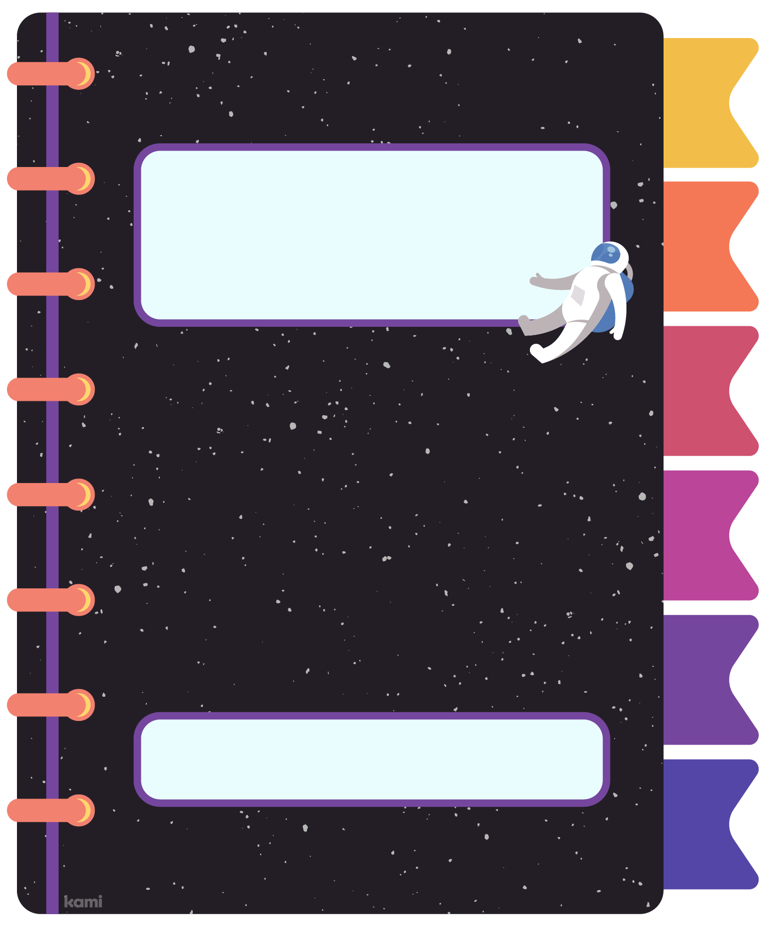A digital notebook for students with a space lined design.
