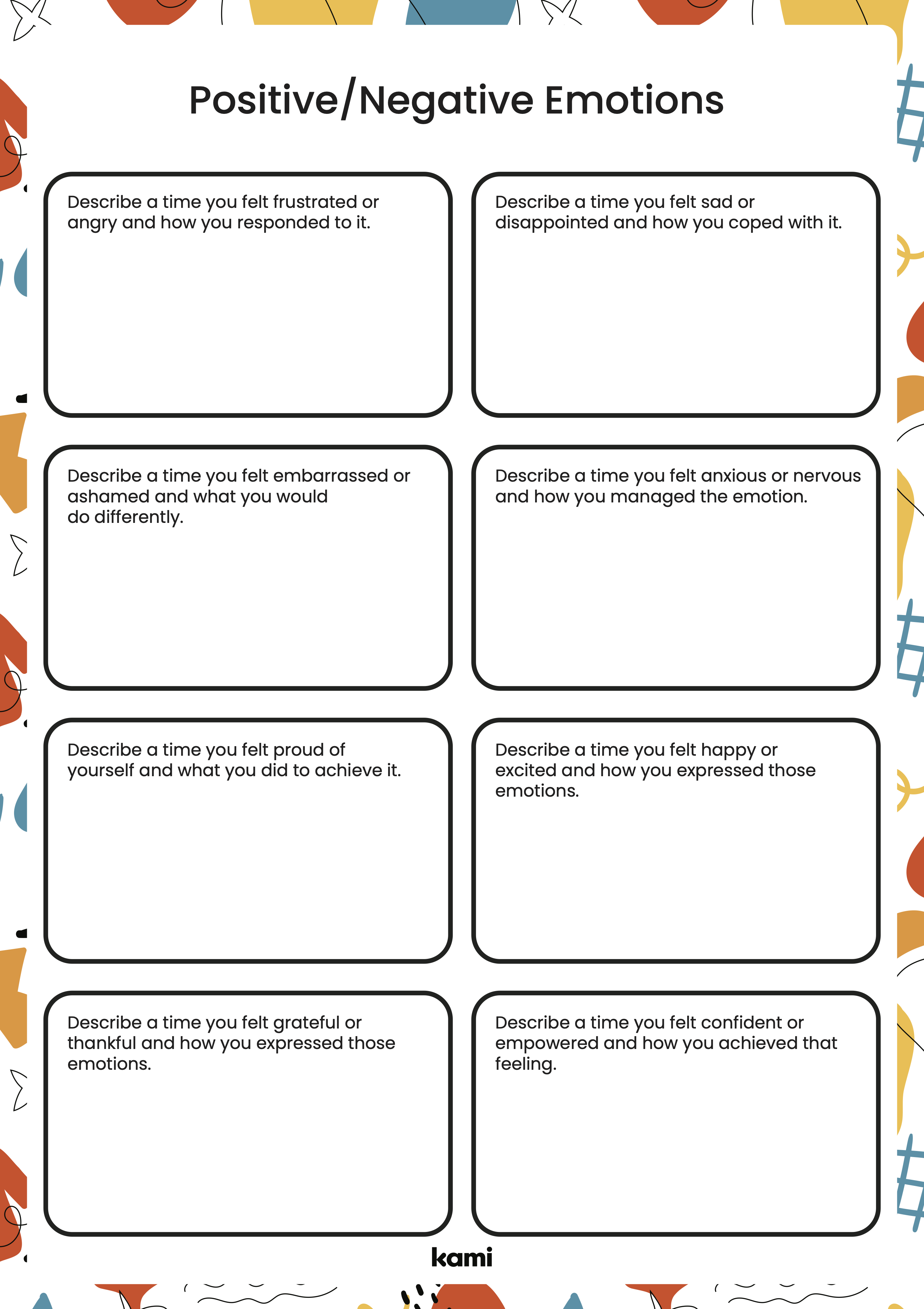 Positive/Negative Emotions Worksheet | Colorful for Teachers | Perfect ...
