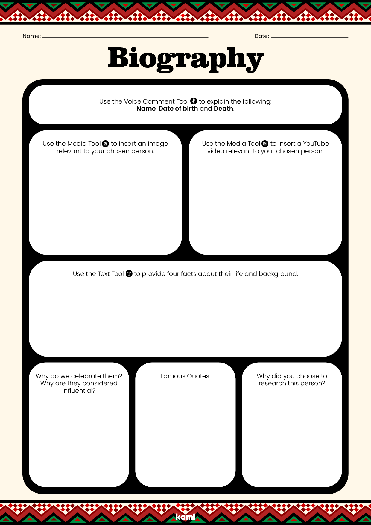 black history month biography template free