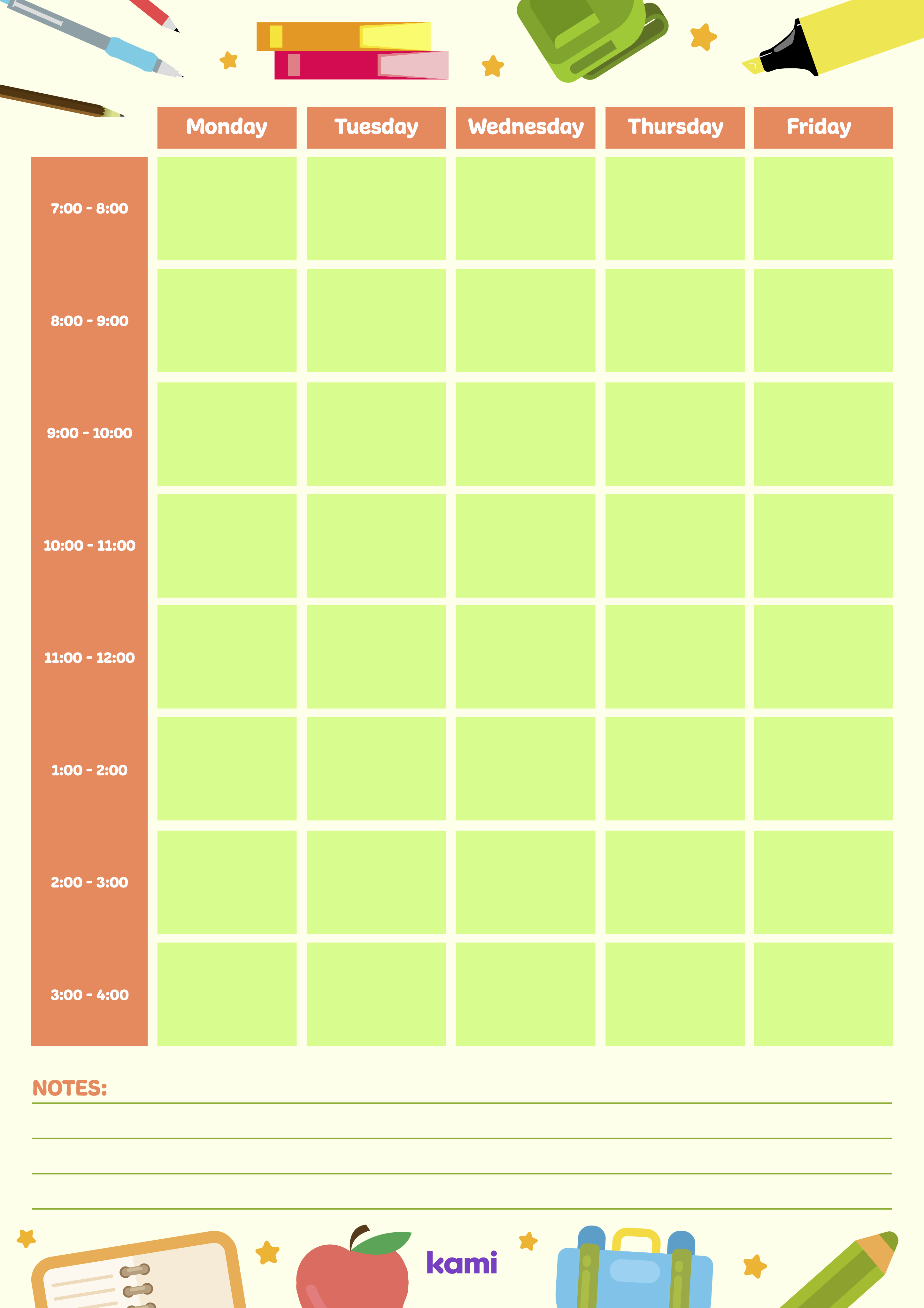 school schedule template