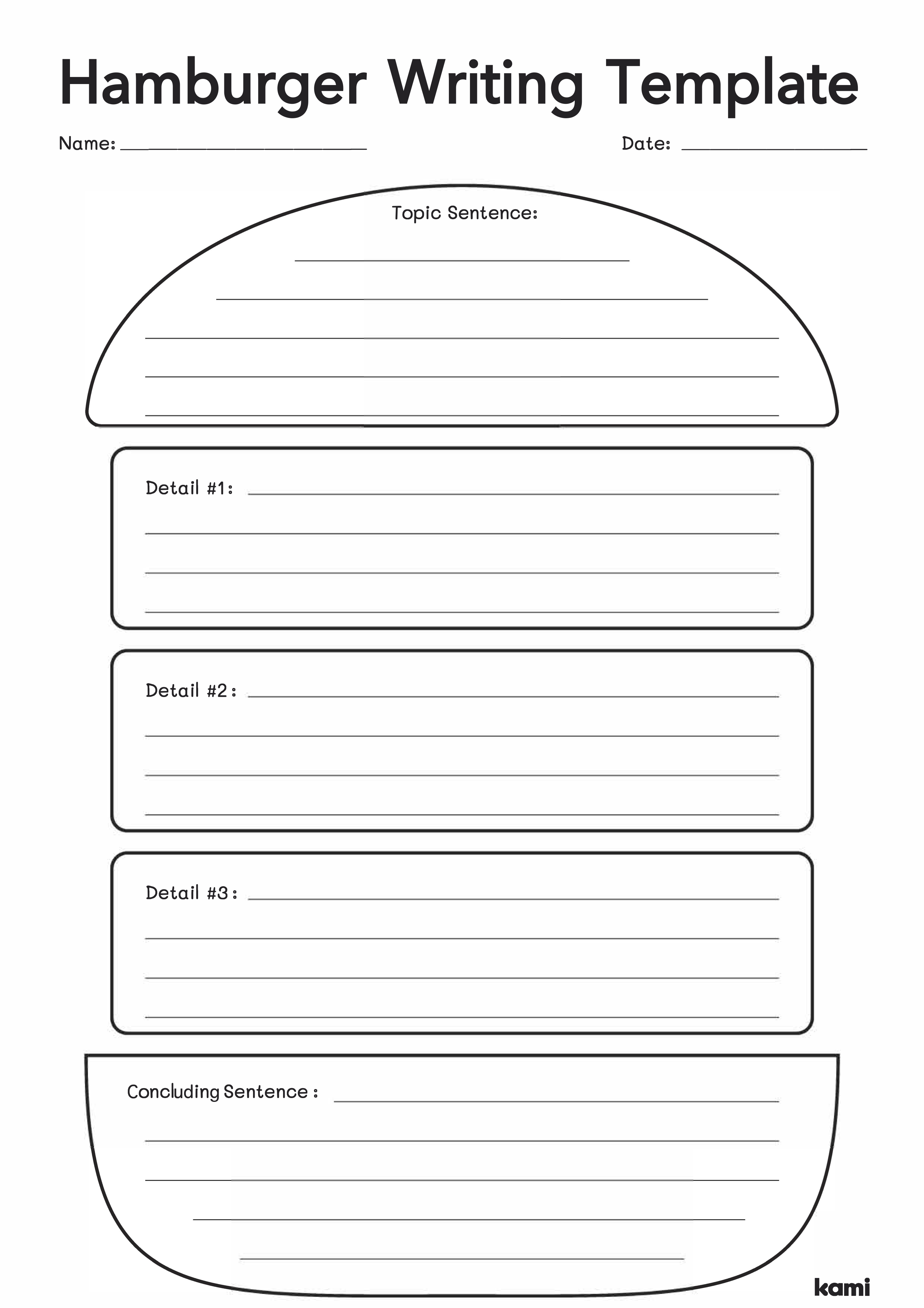 Hamburger Writing Template for Teachers Perfect for grades 10th, 11th