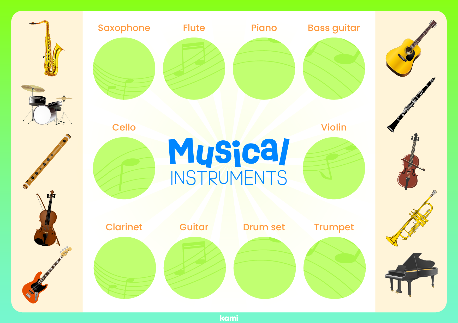 Identifying Musical Instruments Worksheet Landscape for Teachers