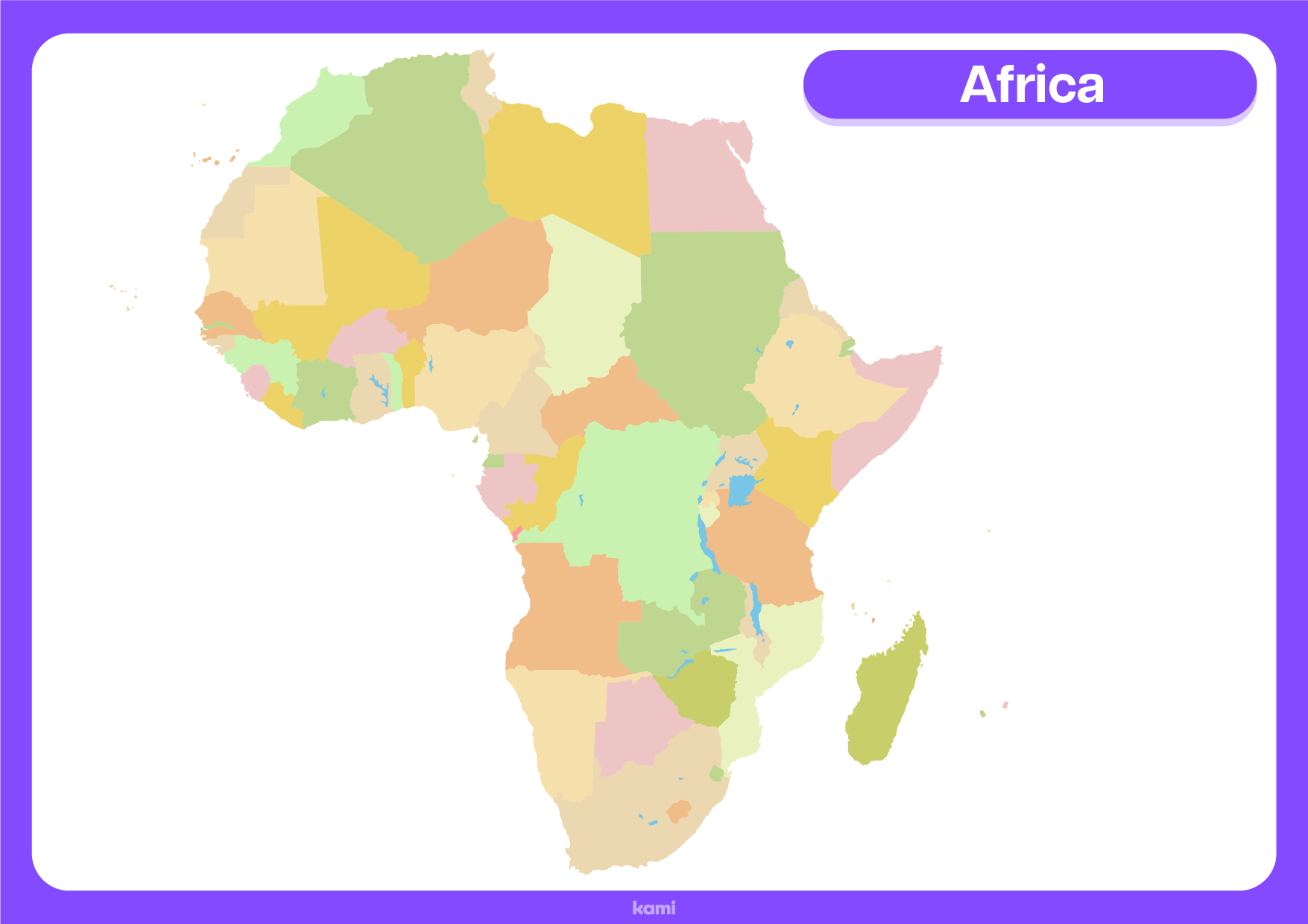 blank colored africa map