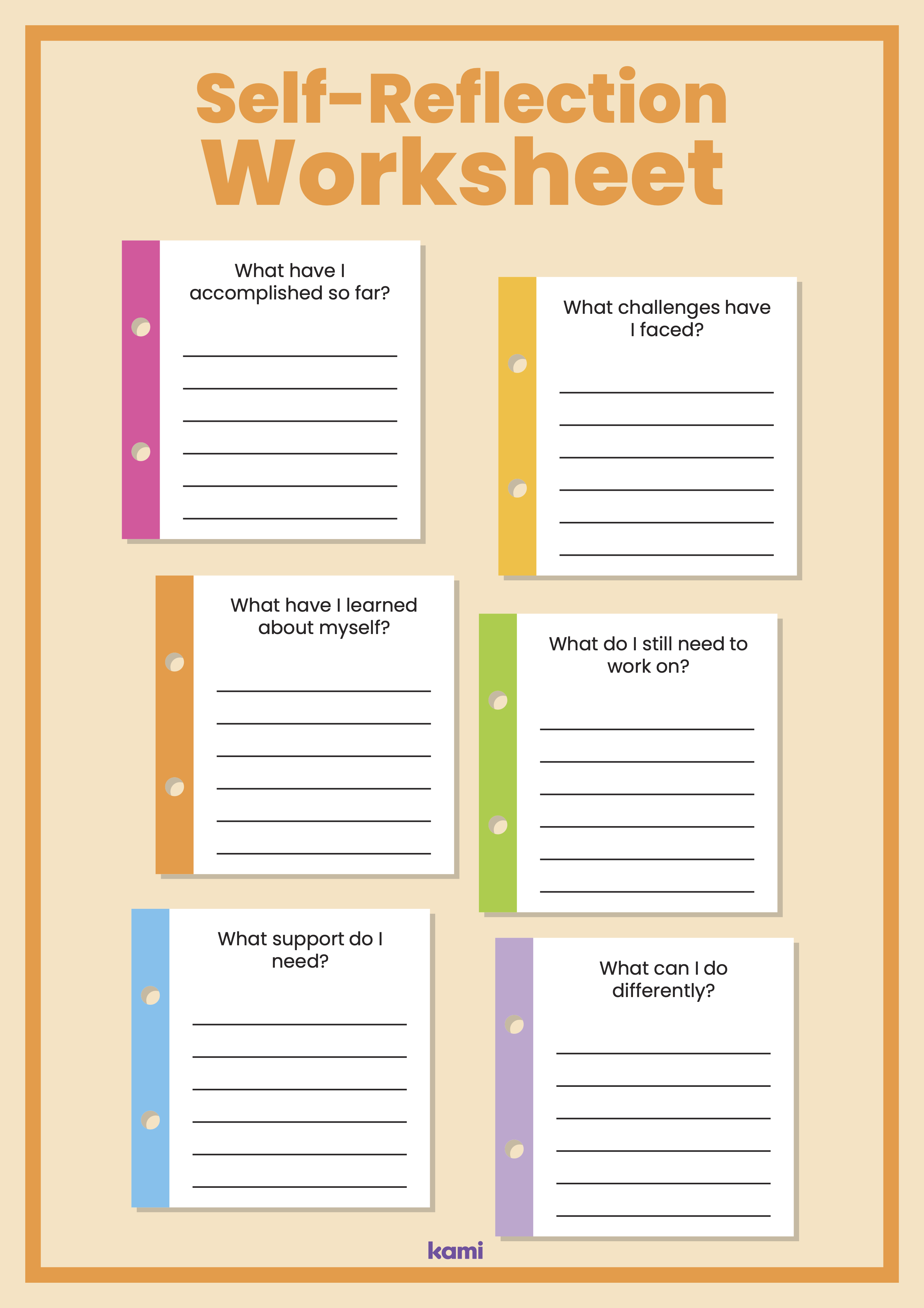 Self-Reflection Worksheet | Notes for Teachers | Perfect for grades ...