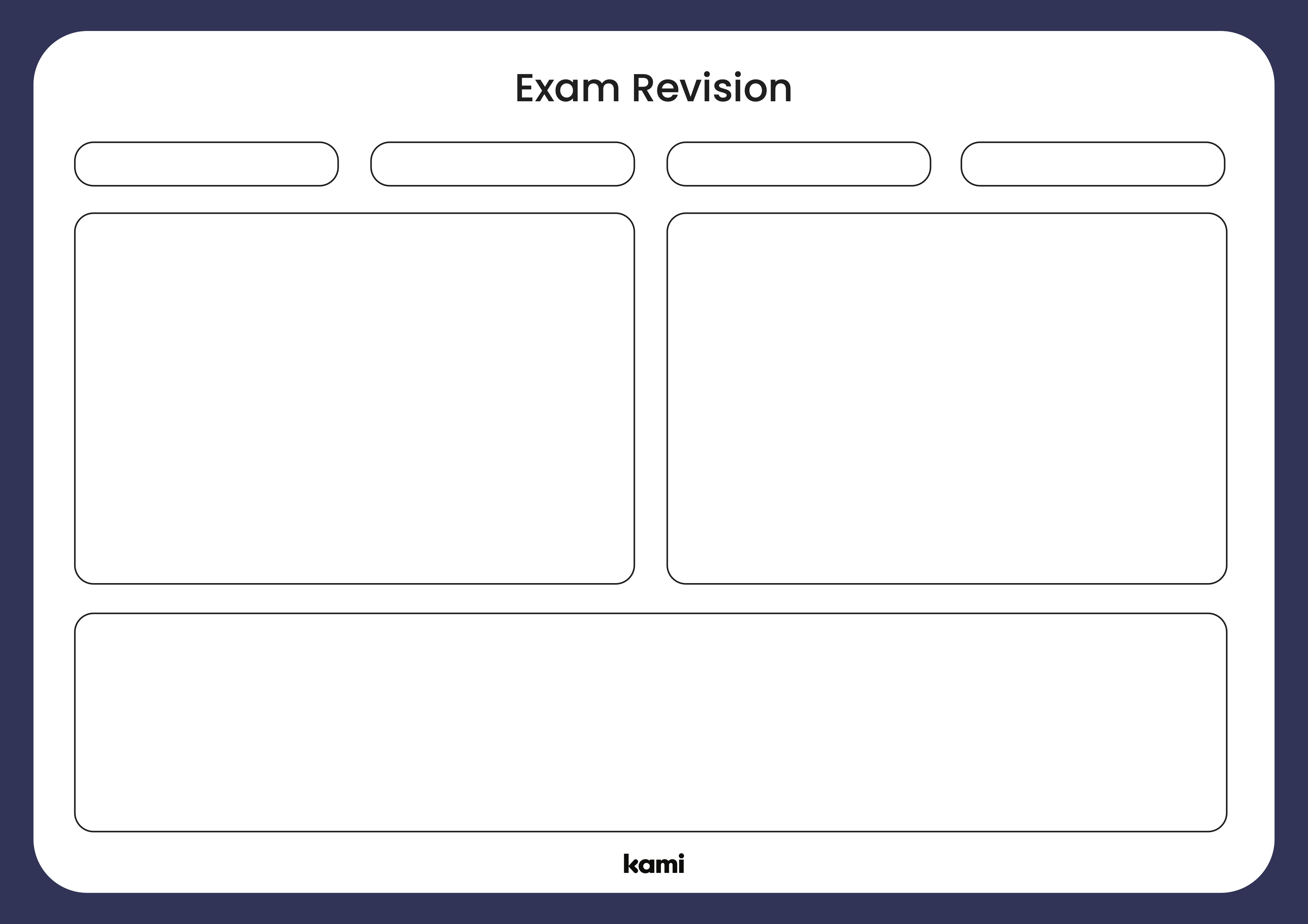 A exam revision template for studying with a blank design to insert your own prompts.