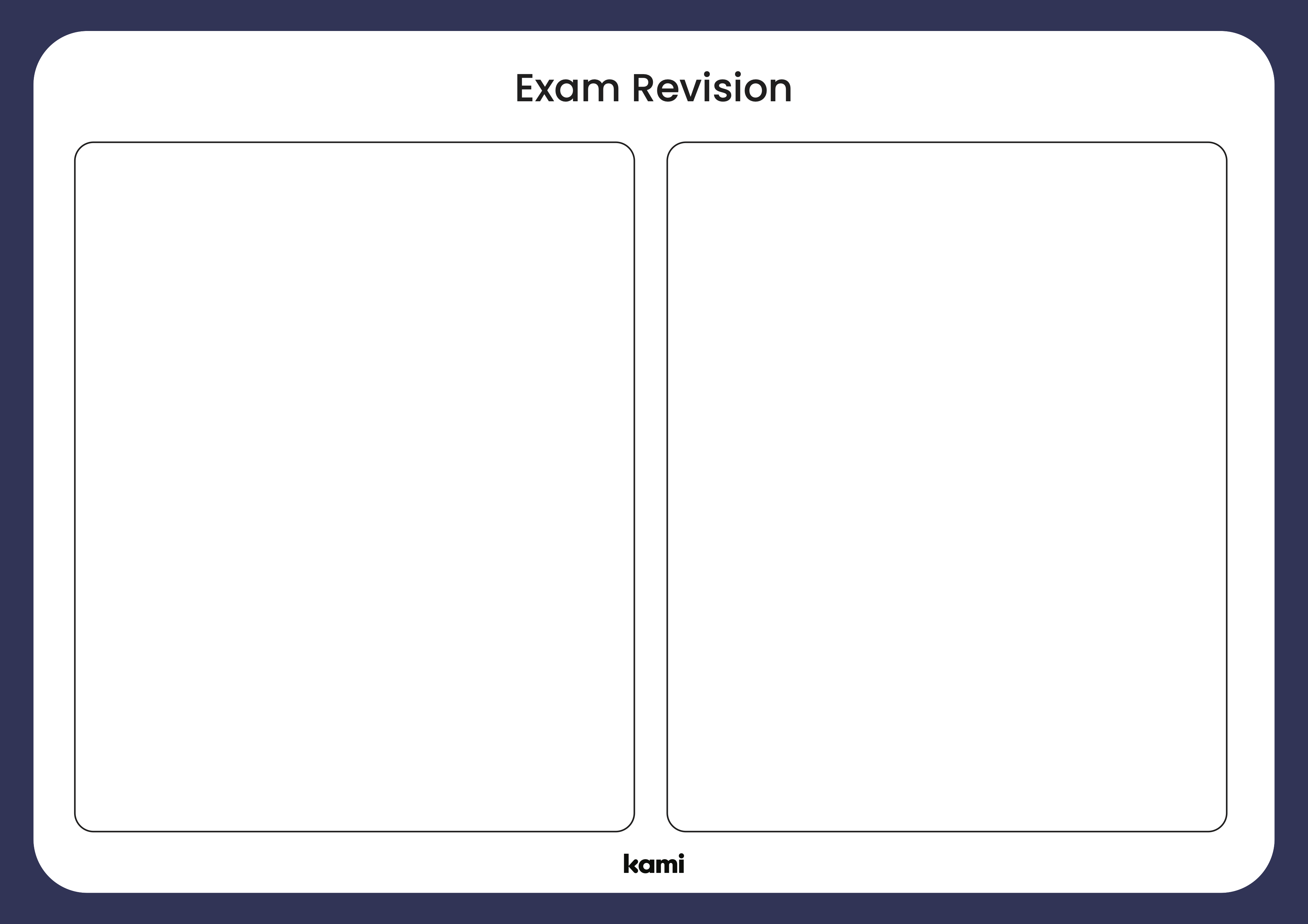 A exam revision template for studying with a blank design to insert your own prompts.