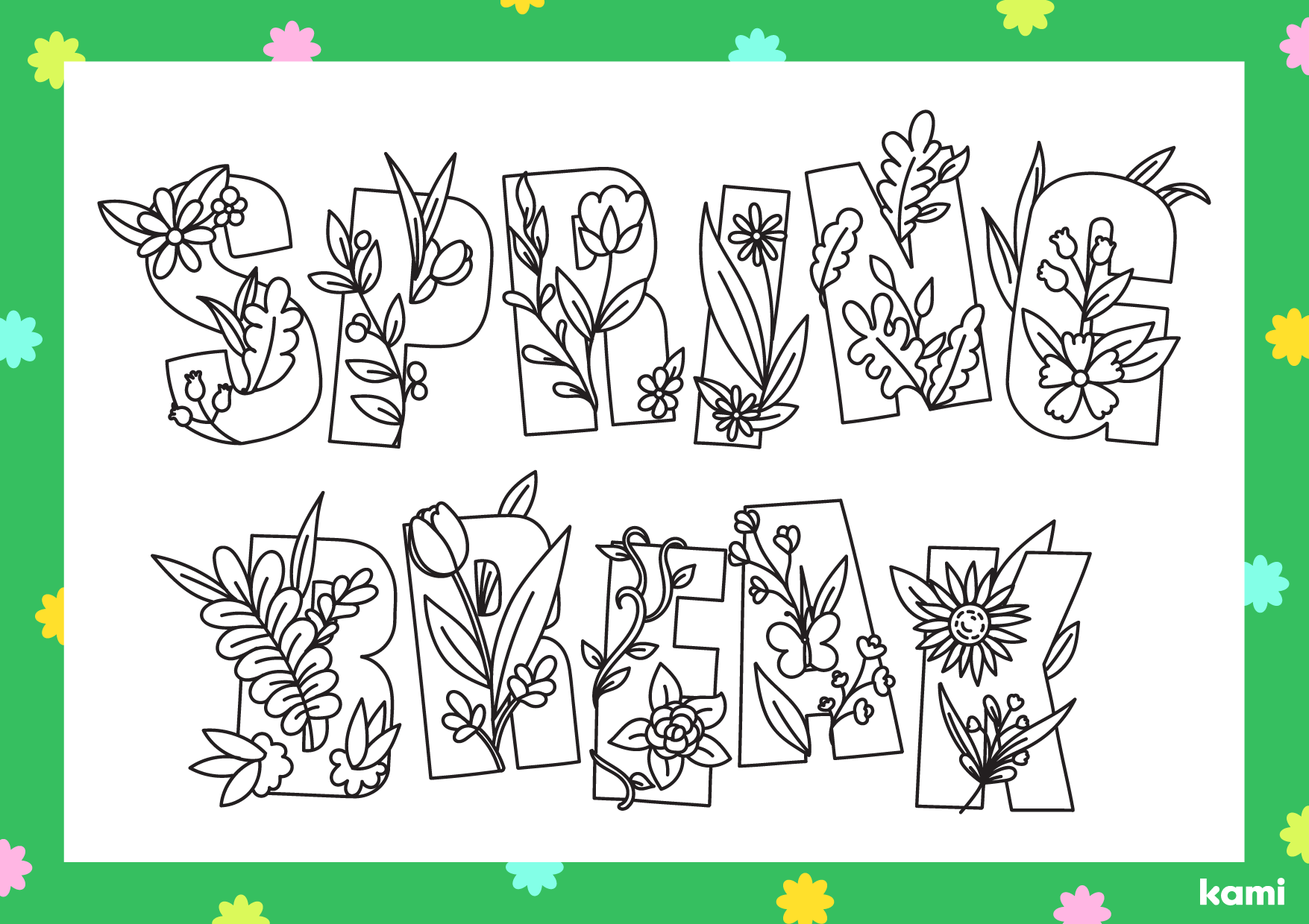 Spring Break Coloring Sheet For Teachers Perfect For Grades 1st 2nd