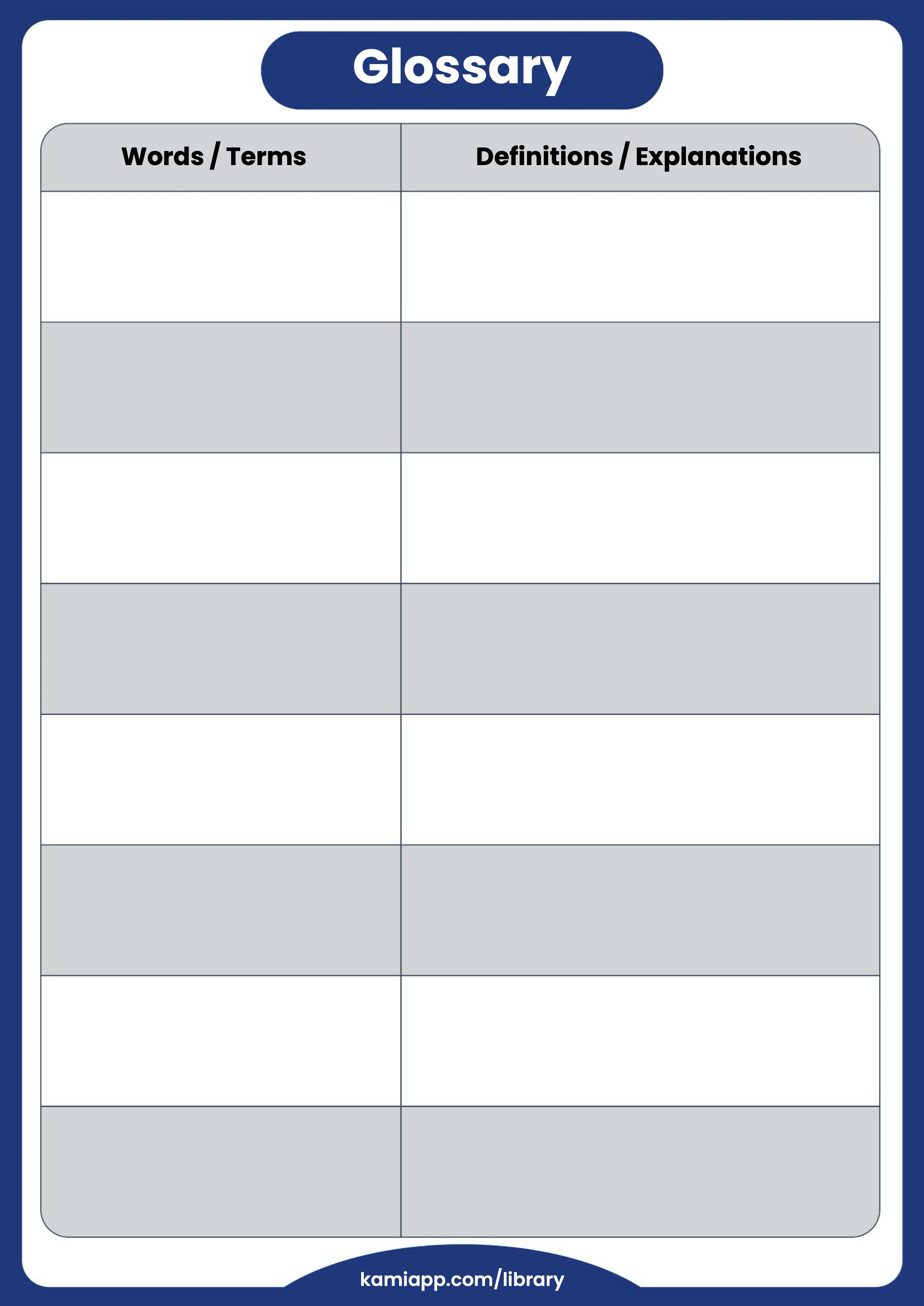 Glossary Template Portrait Kami Library