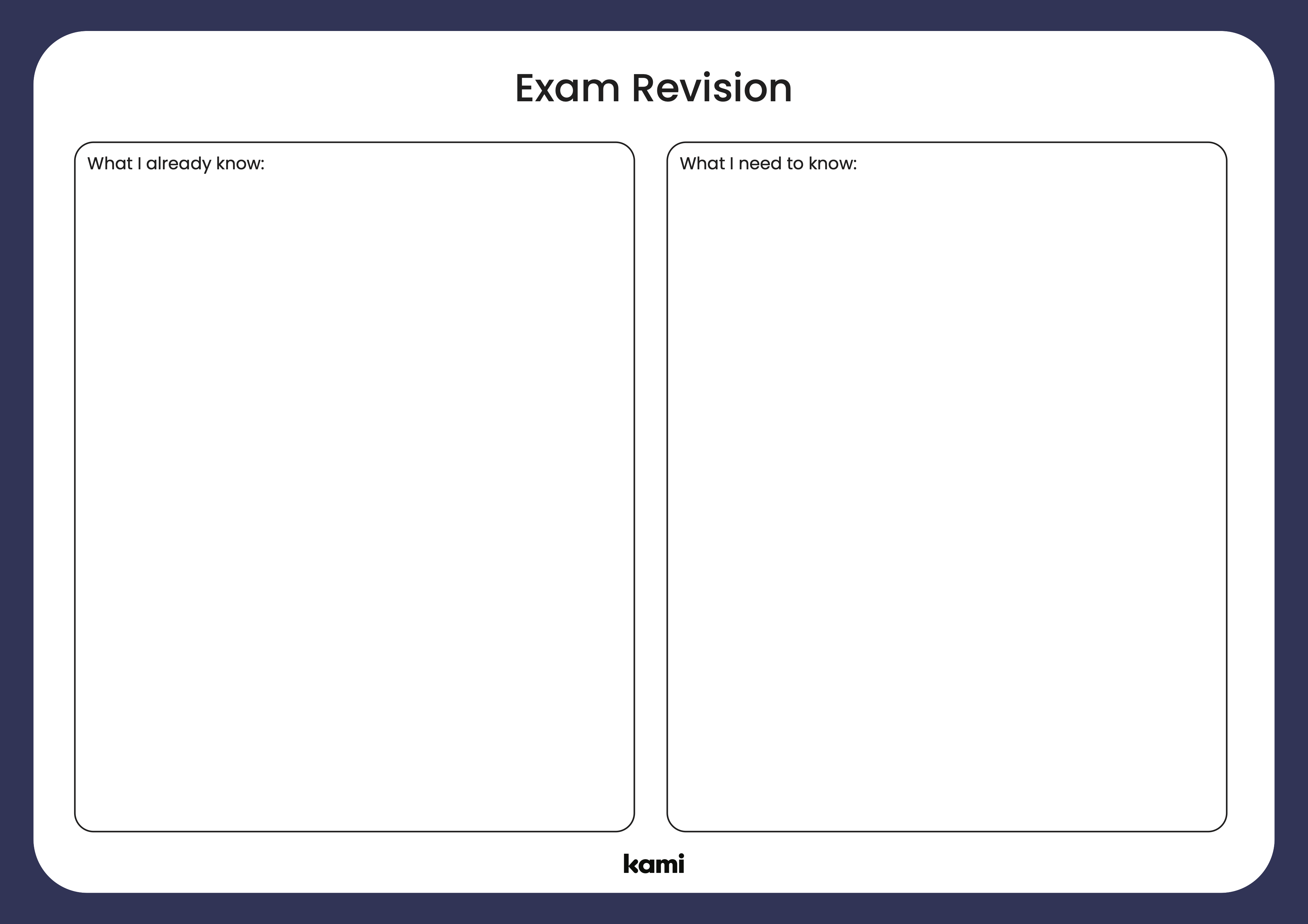 A exam revision template for studying with a blue design.