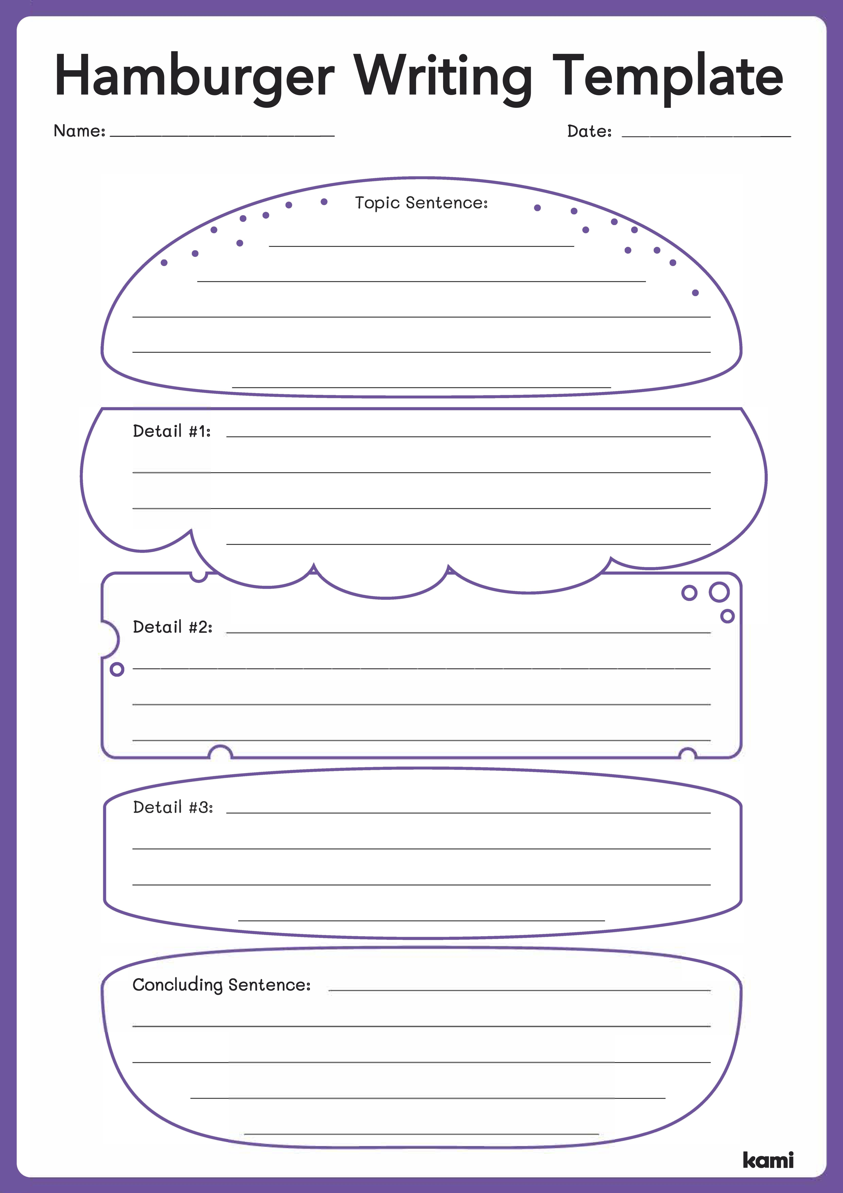 Hamburger Template | Purple Outline for Teachers | Perfect for grades ...