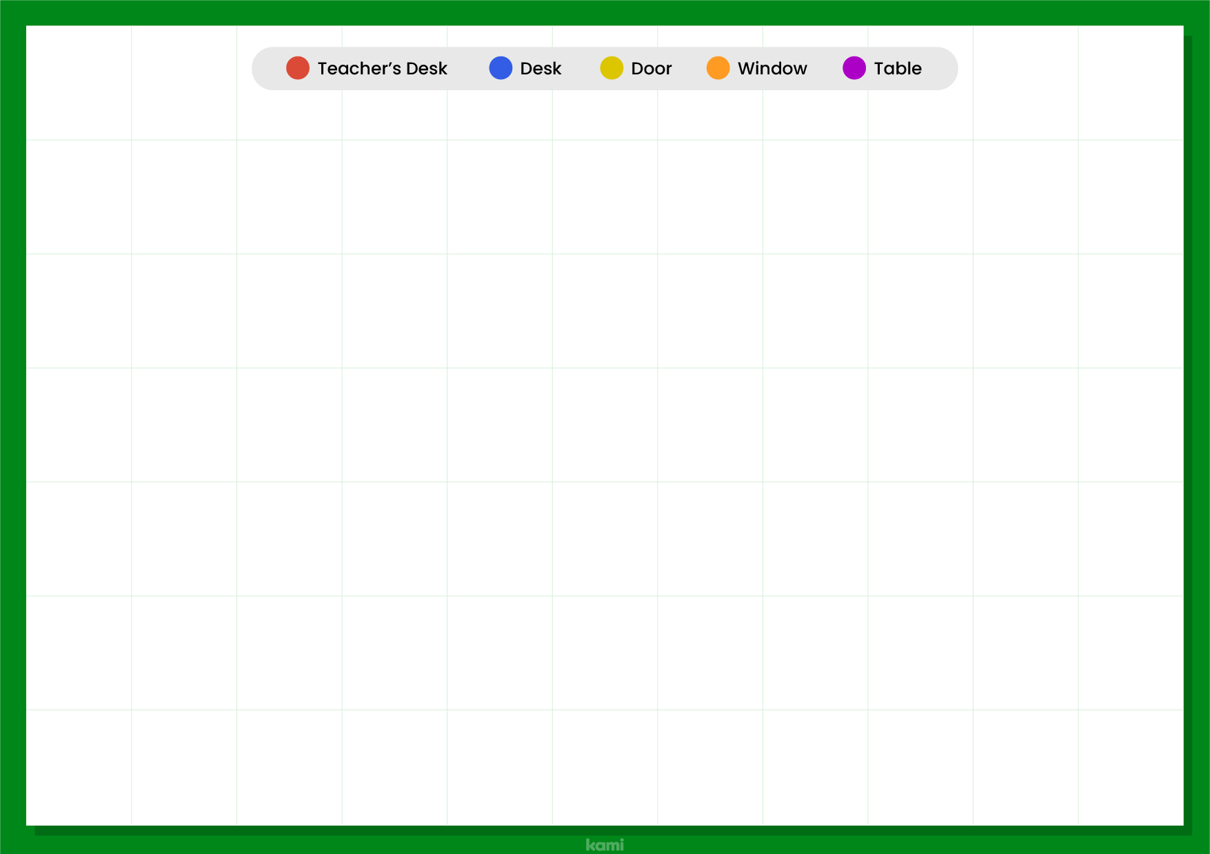 A classroom map template for all grades with a color code.