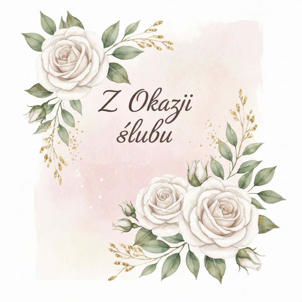 Elegancka Kartka Ślubna z Białymi Różami