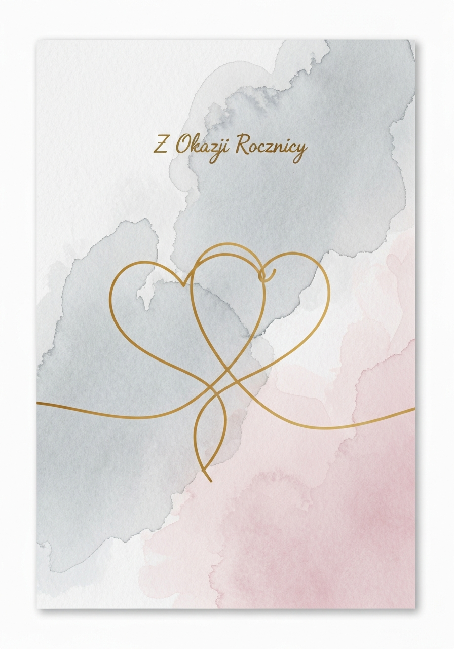 Elegancka Rocznica: Złote Serca i Akwarela