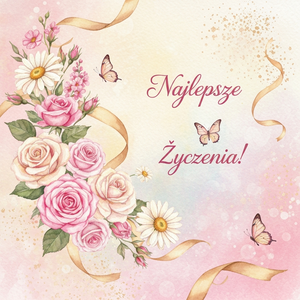 Delikatna Kartka z Najlepszymi Życzeniami