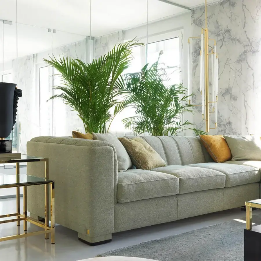 Magritte sectional Zanaboni channeled backrest gold finish feet