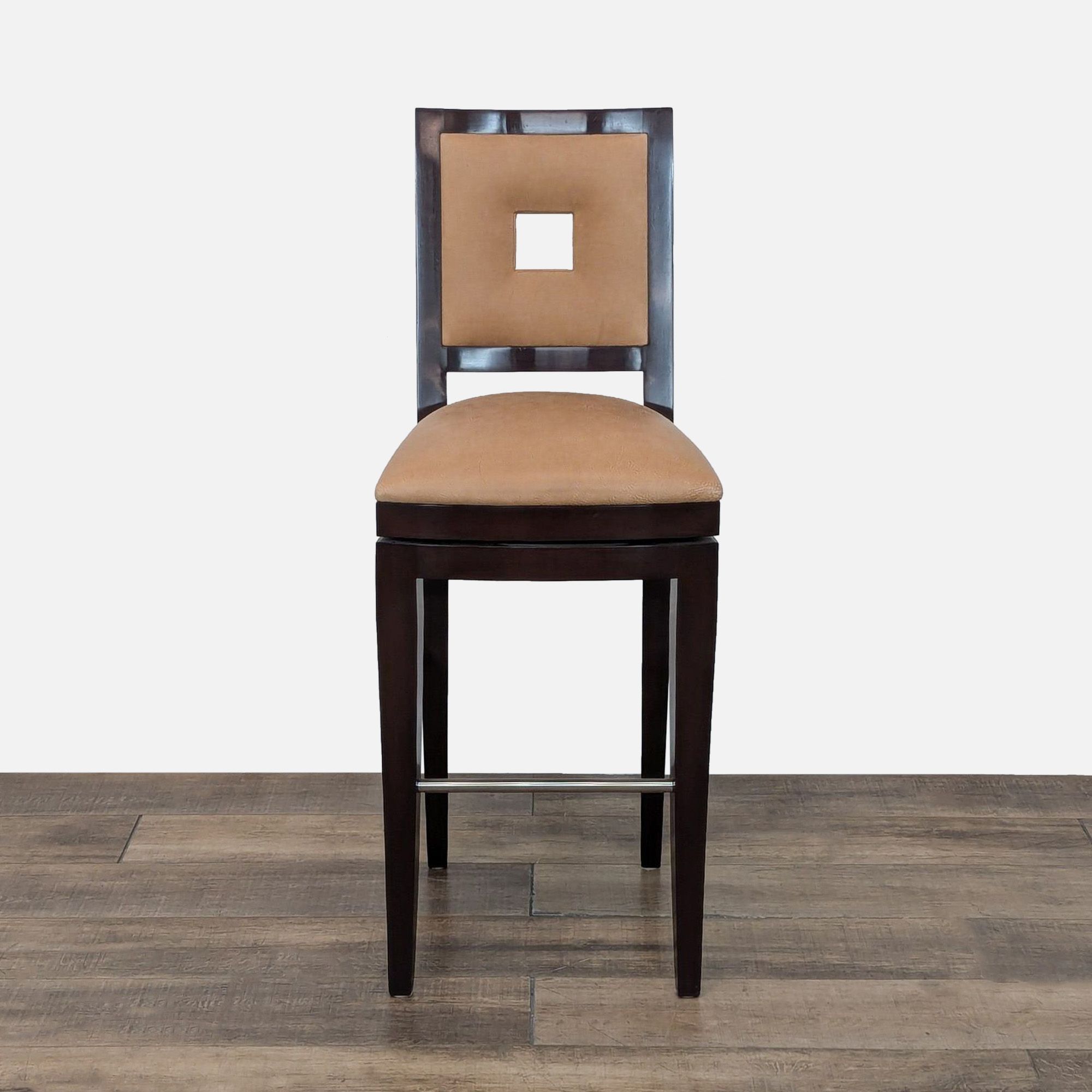 Grid Swivel Leather Bar Stool - Thumbnail 2