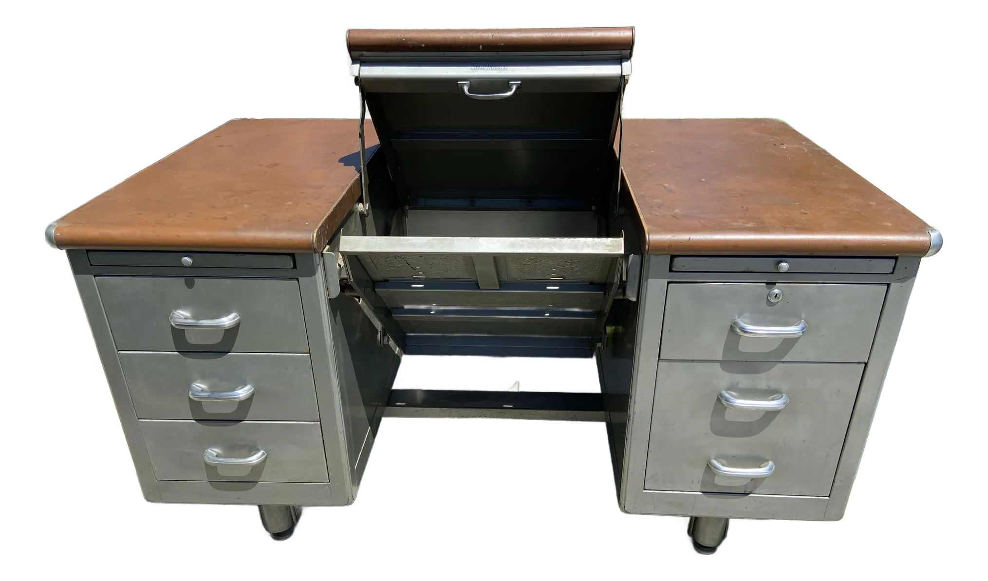 1940s Vintage Shaw Walker Typewriter Metal Tanker Desk | Shaw