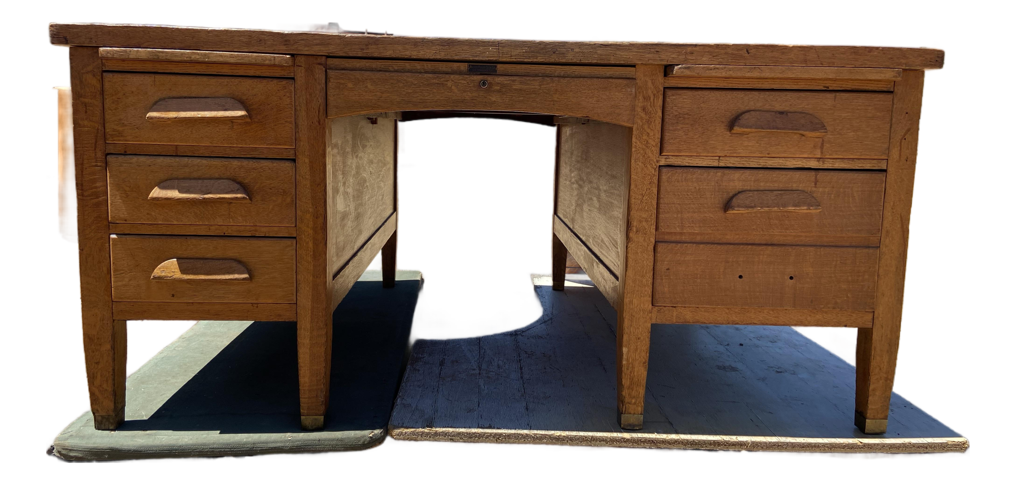 1920s USA ワークウェア　ワークボタン ディスプレイ 1920s Antique Rucker Fuller Oak Partners Desk Needs Restoration