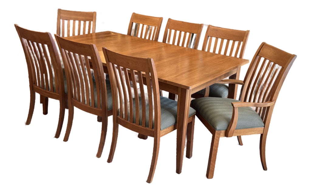 Ethan Allen Arts & Crafts Style Cherry Dining Table With Eight