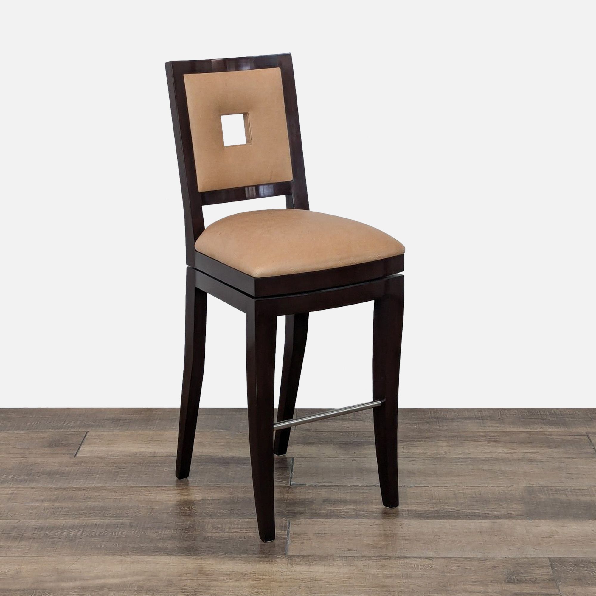 Grid Swivel Leather Bar Stool - Thumbnail 3
