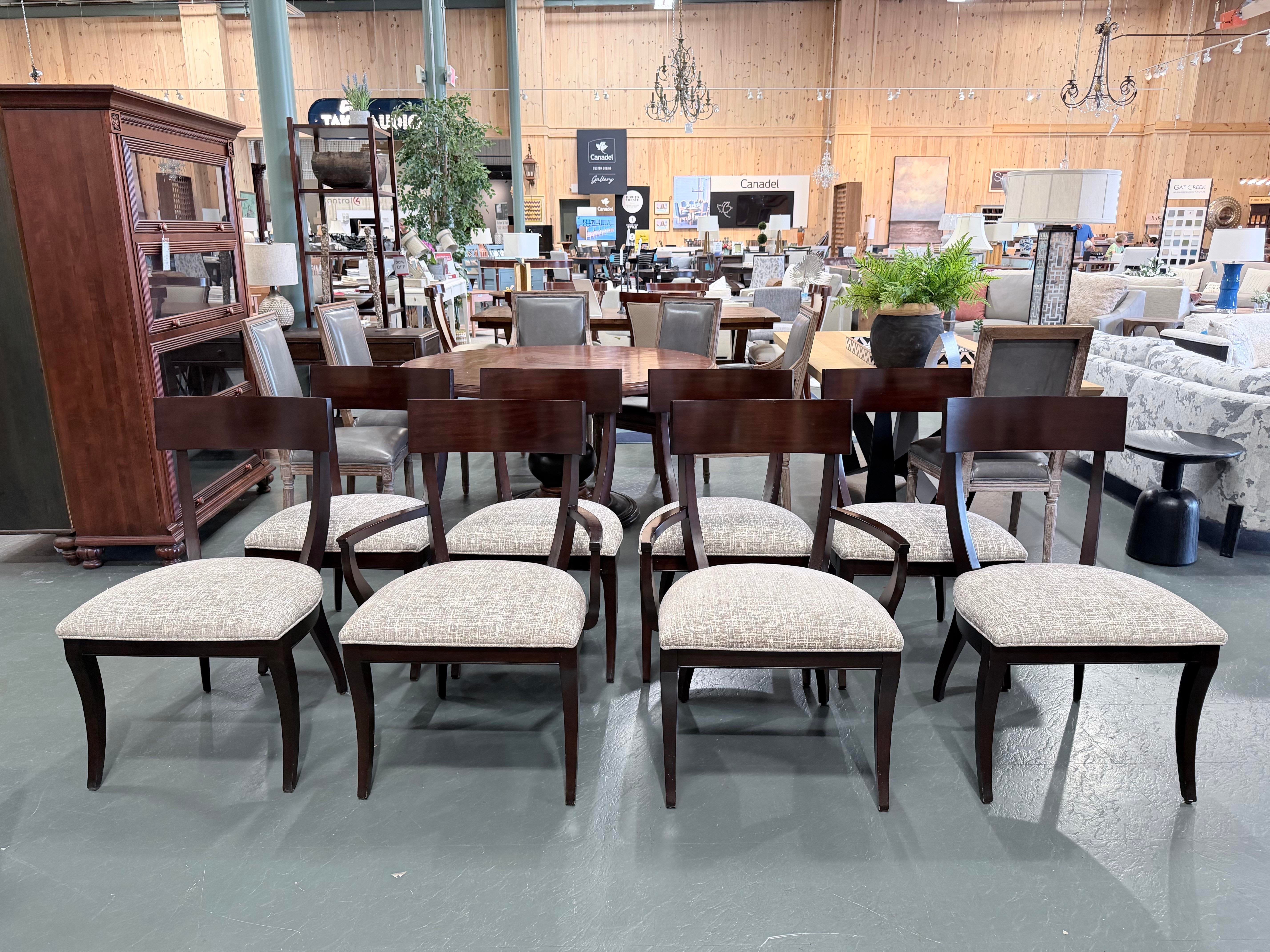 Ethan Allen Hathaway Oval Zebrawood Dining Table Set With 8 Chairs