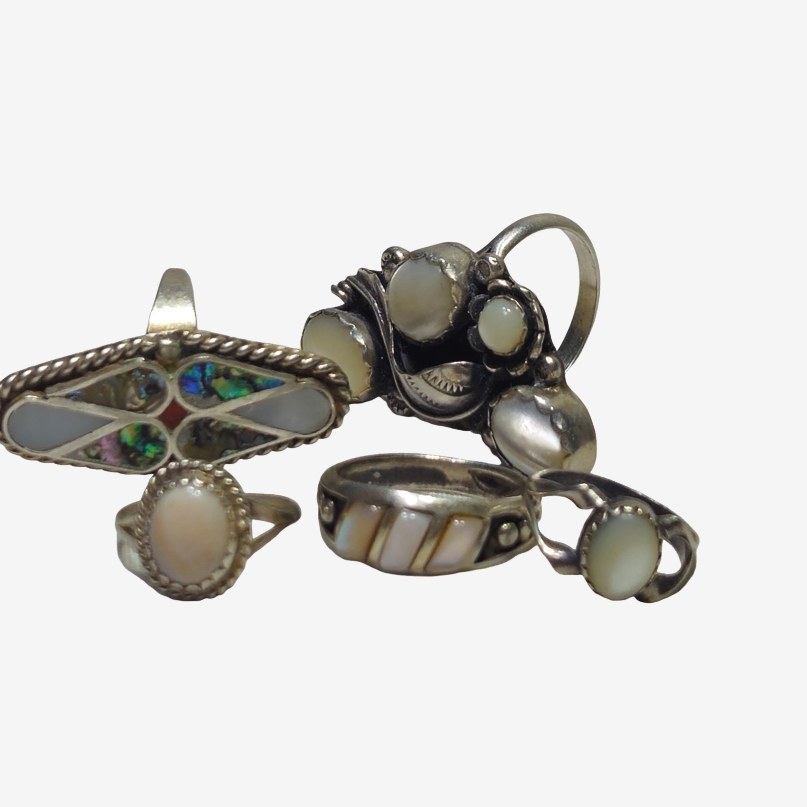 5 native american navajo jewelry STERLING SILVER assorted size Vtg