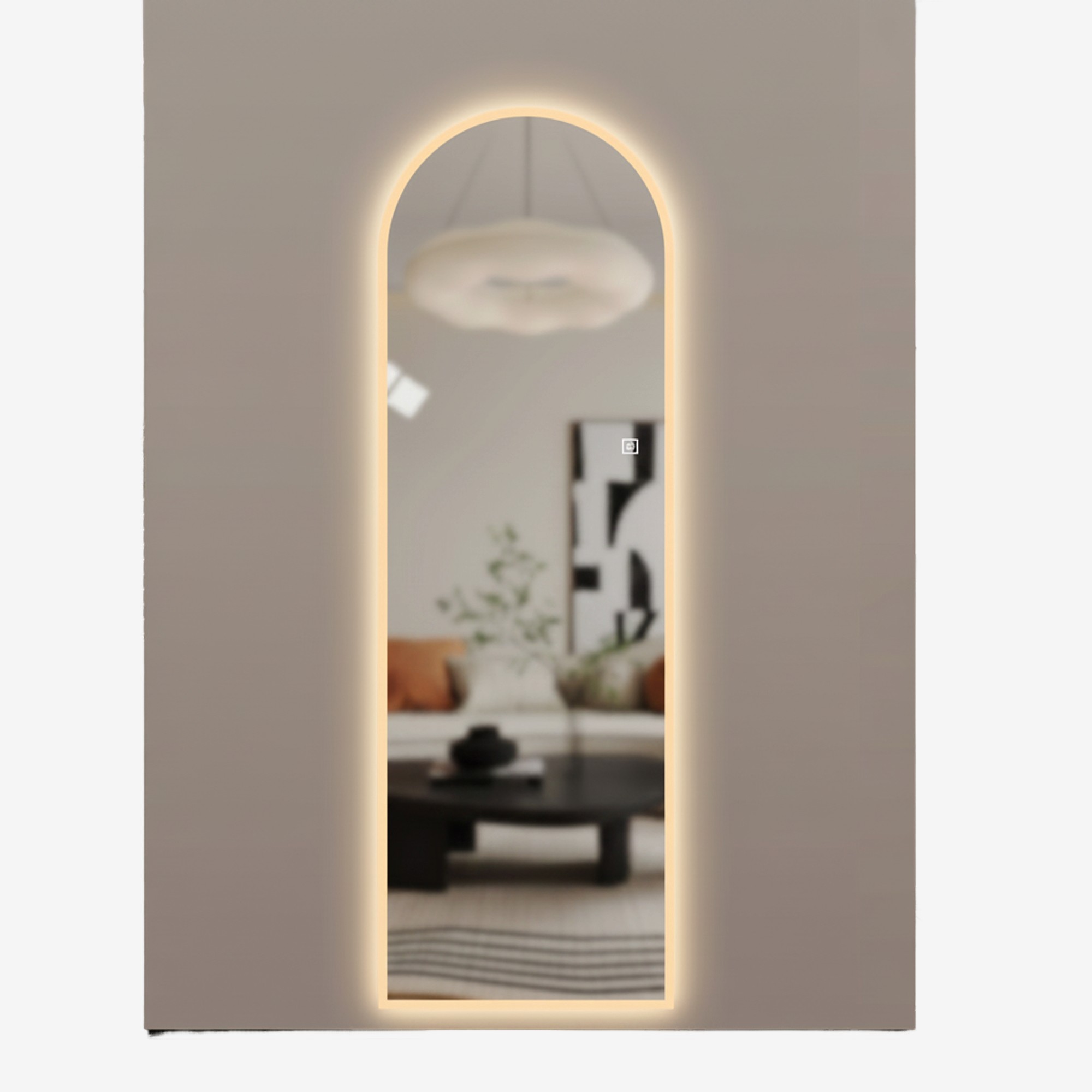 65' x 21' LED Full Length Wall Mirror with Symmetrical Arch Design ...