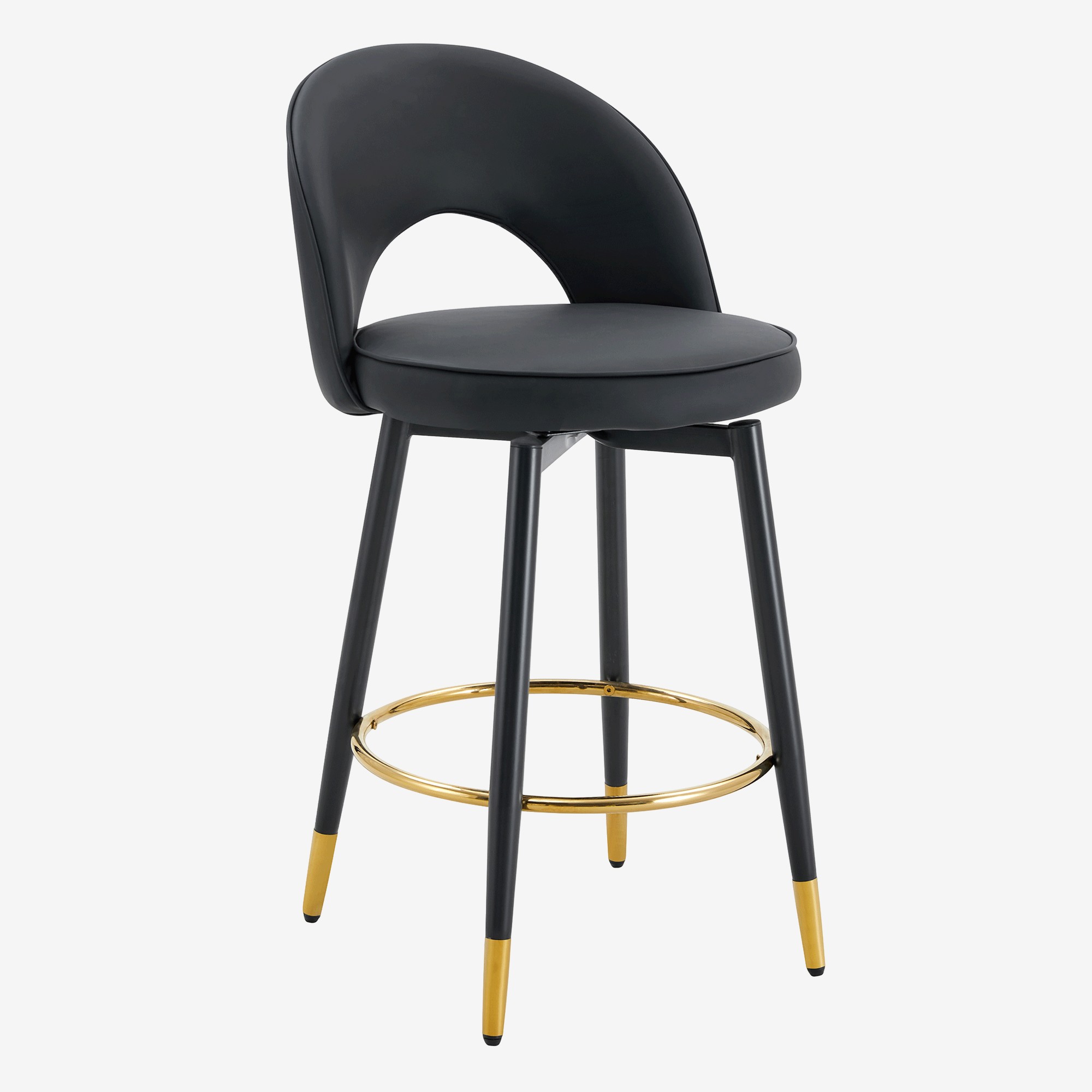 360° Swivel Bar Chair – Modern PU Upholstered Bar Stool with Black ...