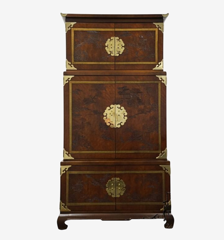 ★米軍放出★1960年代★DREXEL HERITAGE ミニラウンドチェスト★ヴインテージ★ DREXEL HERITAGE Ming Treasure Collection Solid Walnut Asian