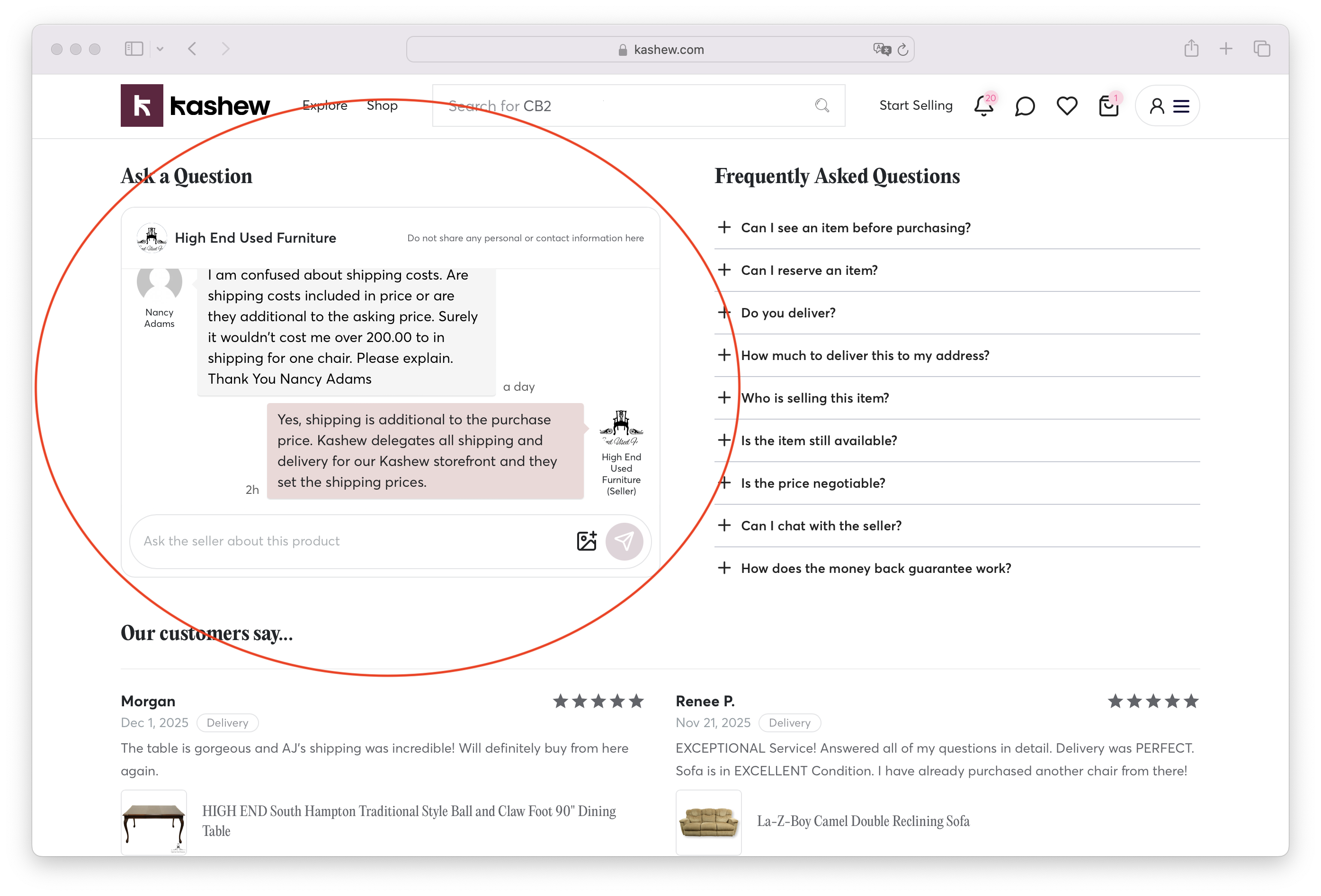 Answering customer questions