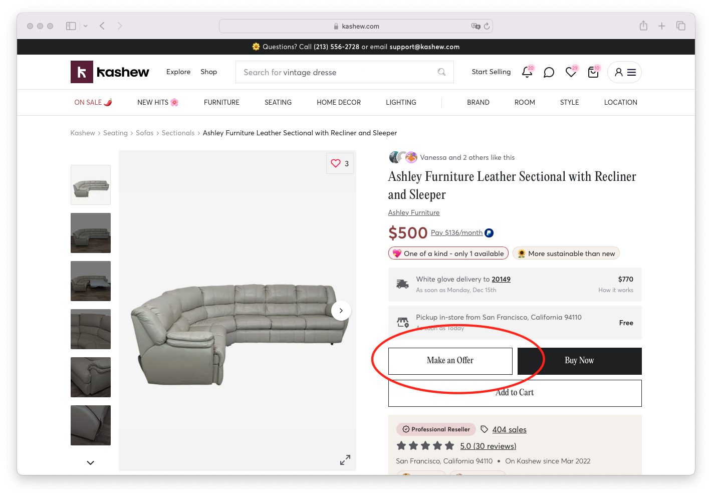 Negotiating a price used furniture kashew