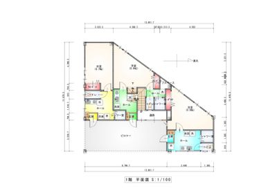 １階平面図（右側101、真ん中102、左側103）