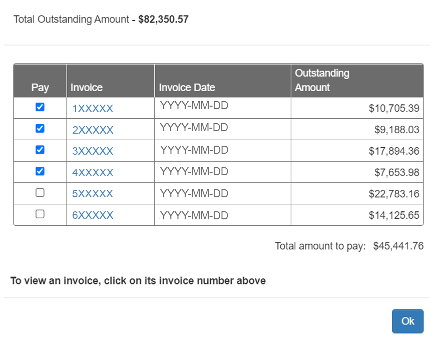 to view an invoice click on invoice number above