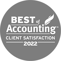 A logo that reads Best of Accounting Client Satisfaction Award 2022