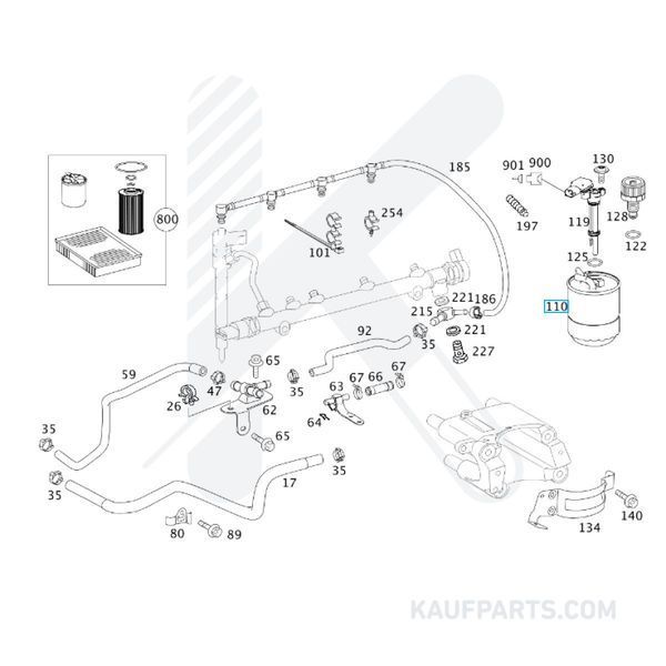 Filtro De Combustible Knecht Para Mercedes-Benz Clase C, Clase E, Clase G, Clase Gl, Clase Ml, GL 320 CDI 4M, R 320 CDI 4M, Sprinter, Viano, Vito