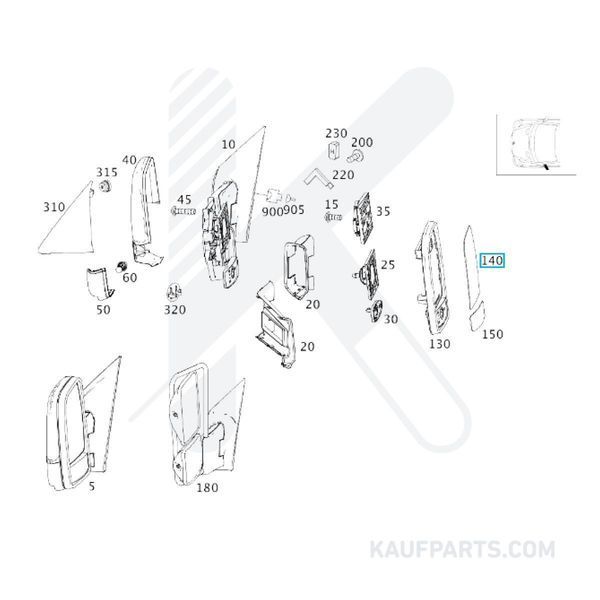 Cristal De Espejo Superior Izquierdo Mercedes-Benz para Sprinter